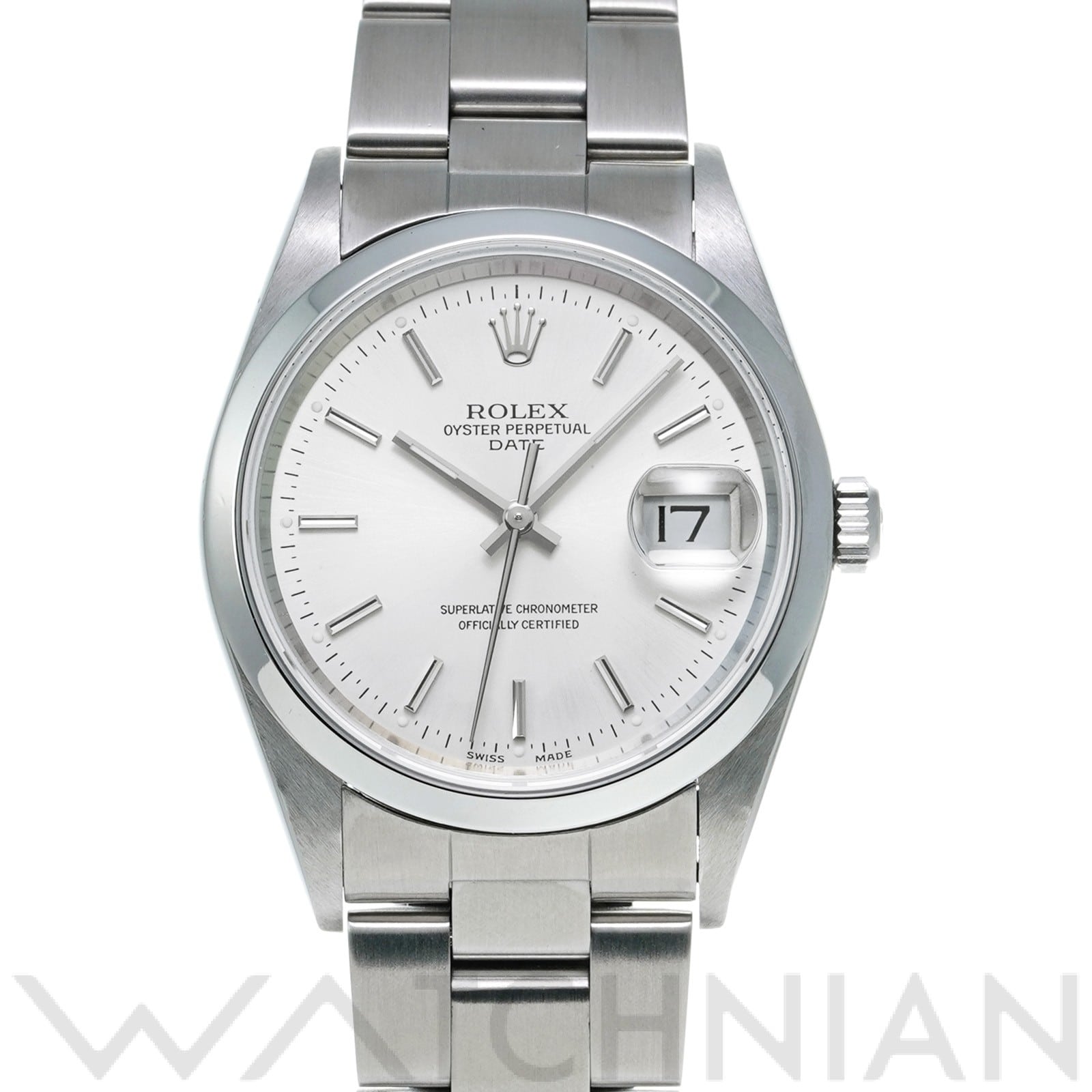 ロレックス オイスターパーペチュアル デイト 34 15200 シルバー メンズ 時計 【中古】【wristwatch】