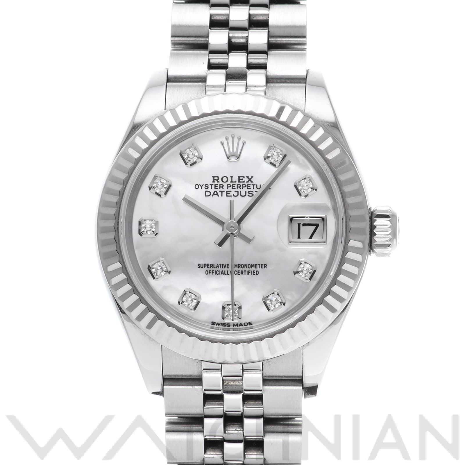 ロレックス レディ デイトジャスト 28 279174NG ホワイトシェル/ダイヤモンド レディース 時計 【中古】【wristwatch】