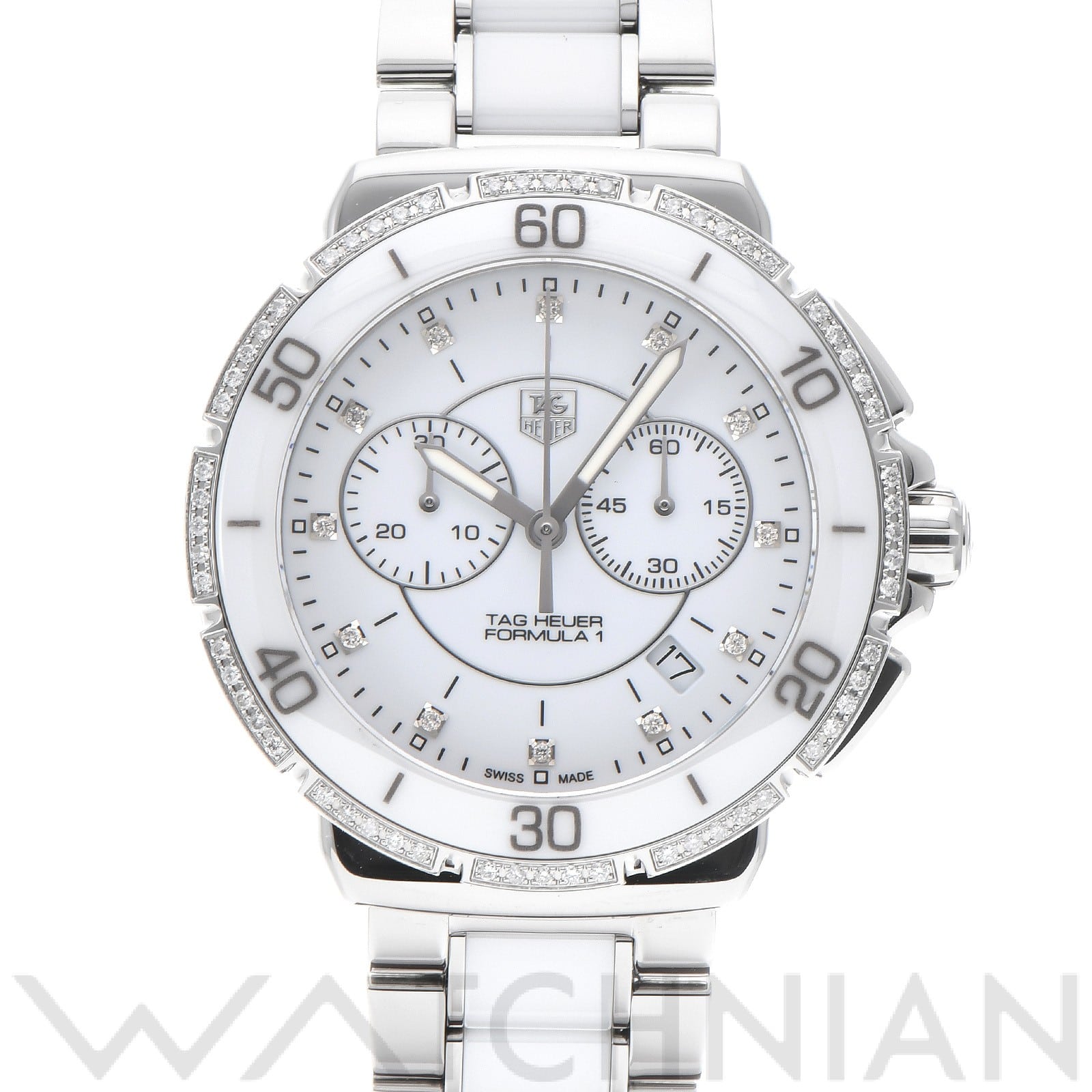 タグ ホイヤー / TAG HEUER フォーミュラ1 クォーツ クロノグラフ CAH1213.BA0863 ホワイト/ダイヤモンド レディース 時計 【中古】【wristwatch】