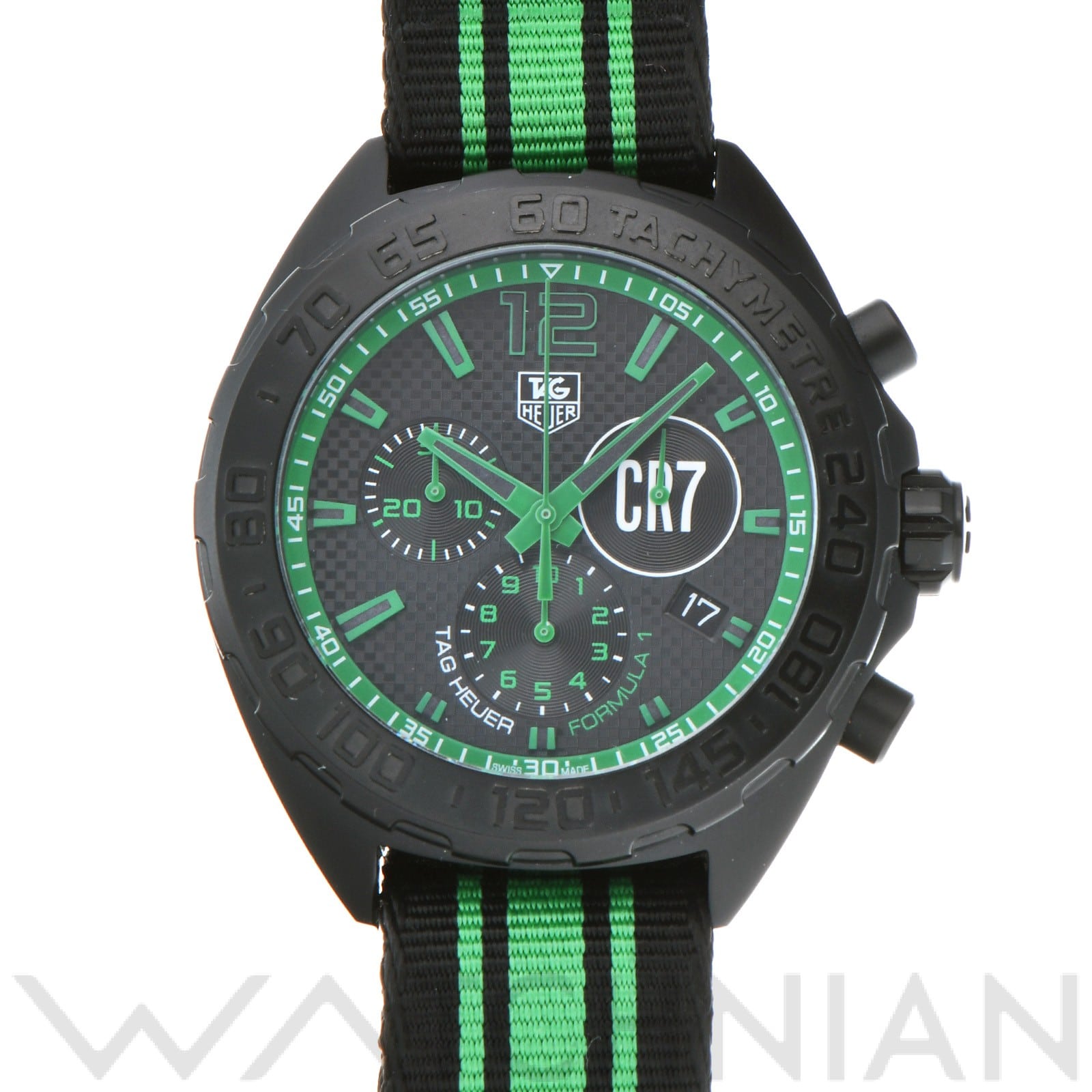 フォーミュラ1 クロノグラフ CR7 クリスティアーノ ロナウド CAZ1113.FC8189 ブラック/グリーン タグホイヤー TAG HEUER メンズ 【中古】