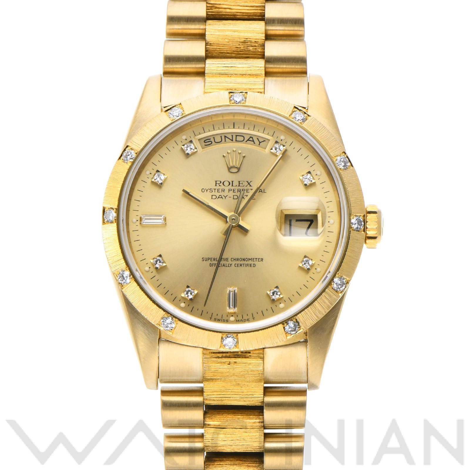 ロレックス デイデイト バーク 18308A シャンパン/ダイヤモンド メンズ 時計 【中古】【wristwatch】