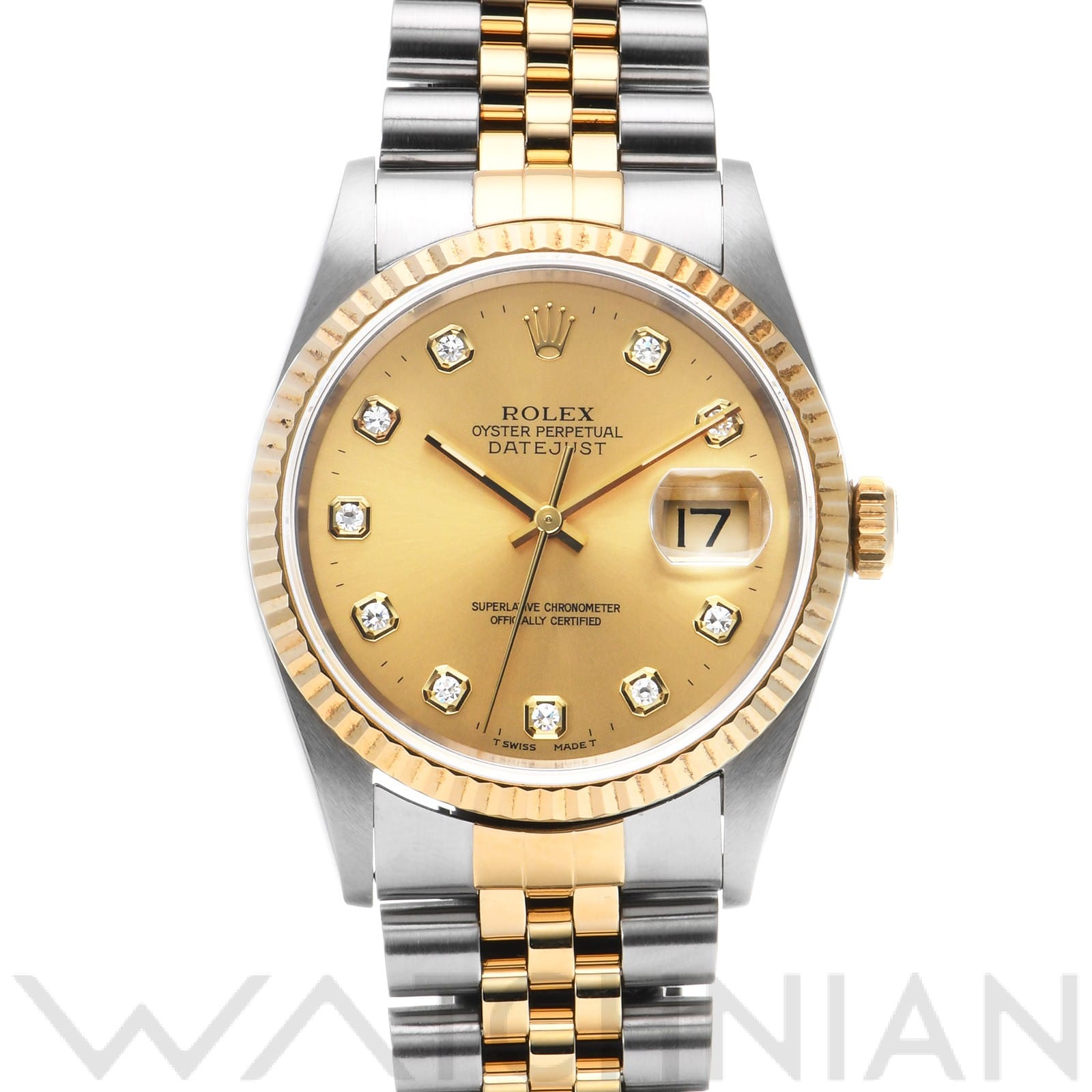 ロレックス デイトジャスト 16233G シャンパン/ダイヤモンド メンズ 時計 【中古】【wristwatch】