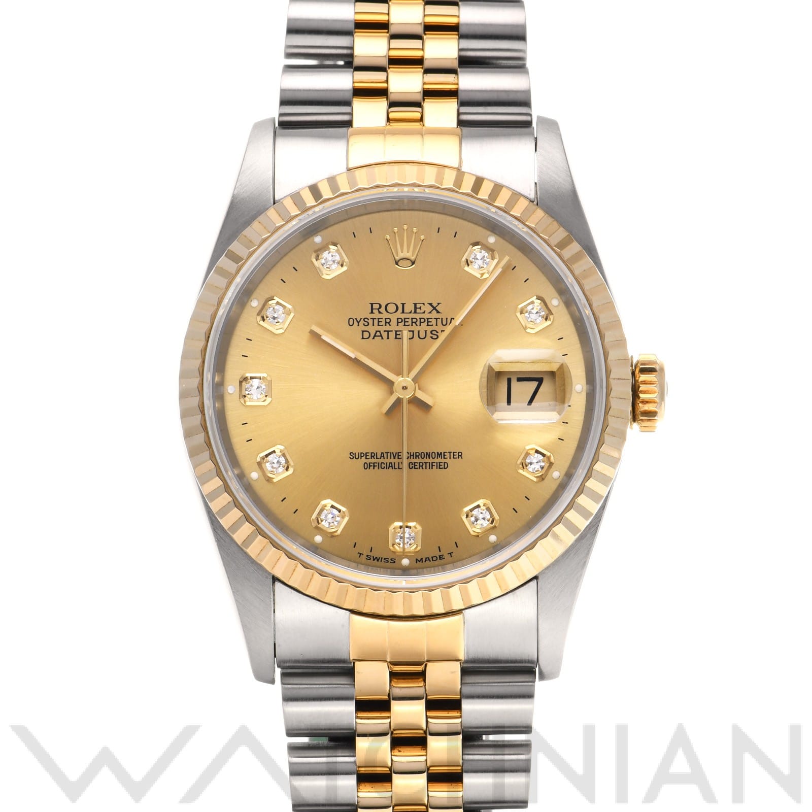 ロレックス デイトジャスト 16233G シャンパン/ダイヤモンド メンズ 時計 【中古】【wristwatch】