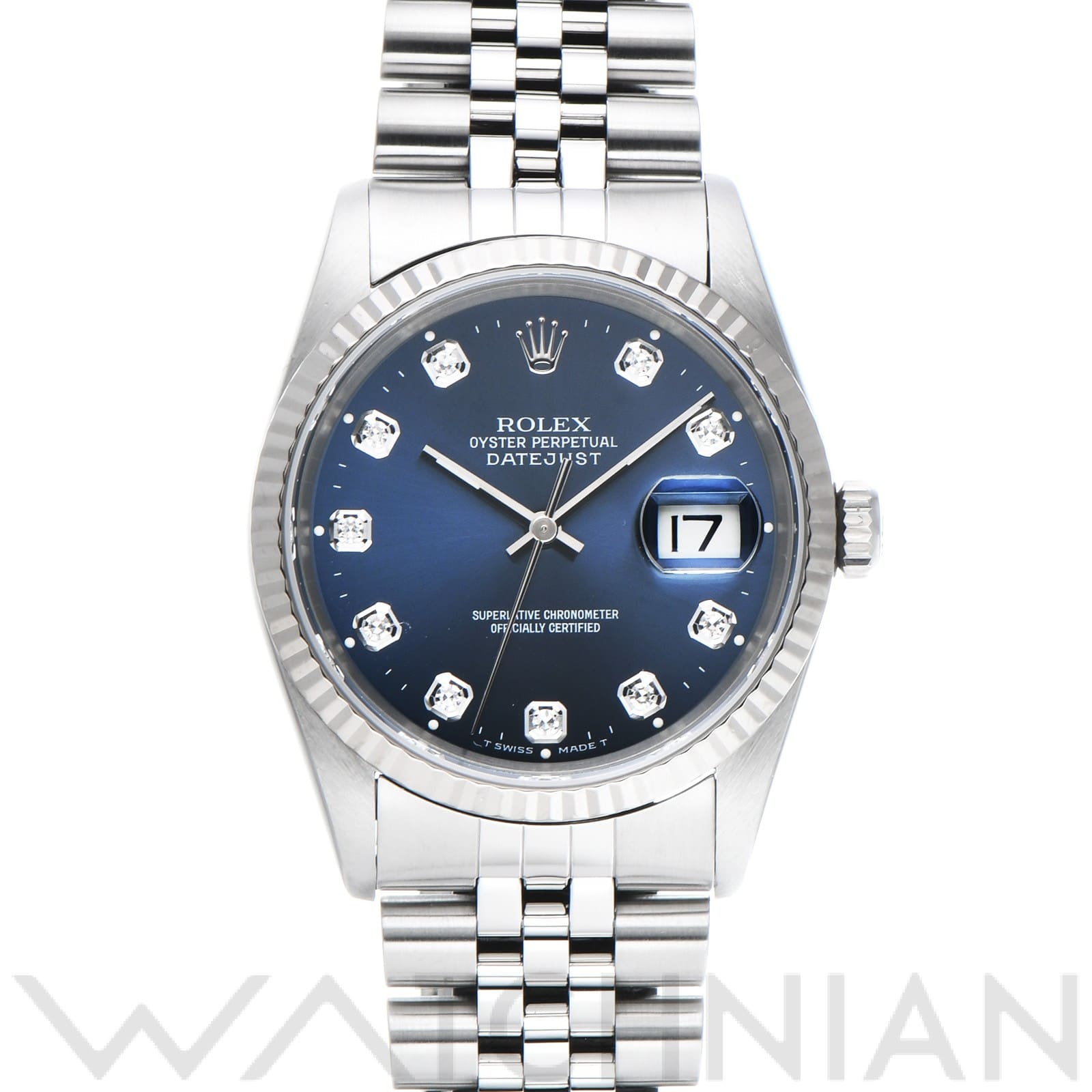 ロレックス デイトジャスト 16234G ブルー/ダイヤモンド メンズ 時計 【中古】【wristwatch】