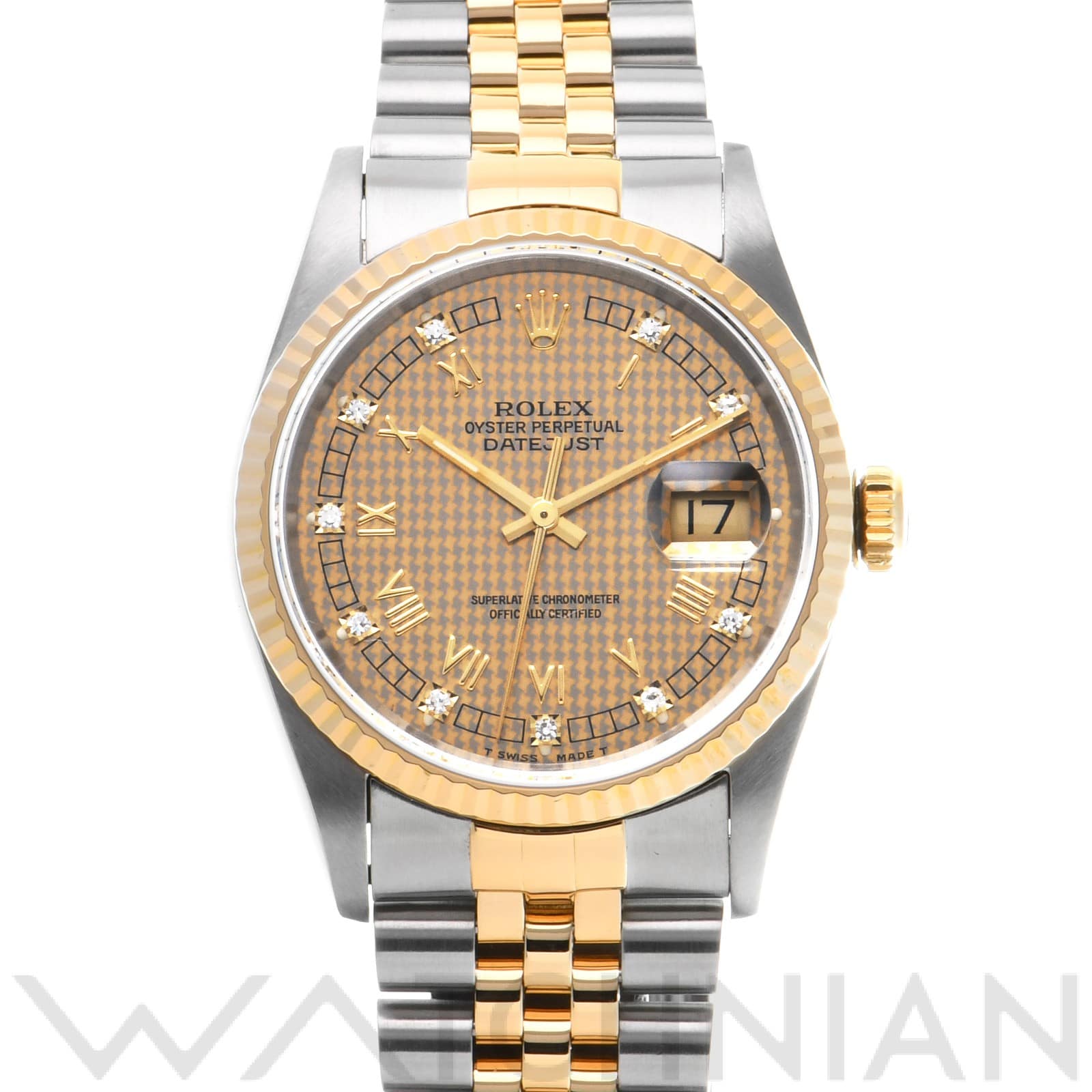 ロレックス デイトジャスト 16233G シャンパンハウンズトゥース/ダイヤモンド メンズ 時計 【中古】【wristwatch】