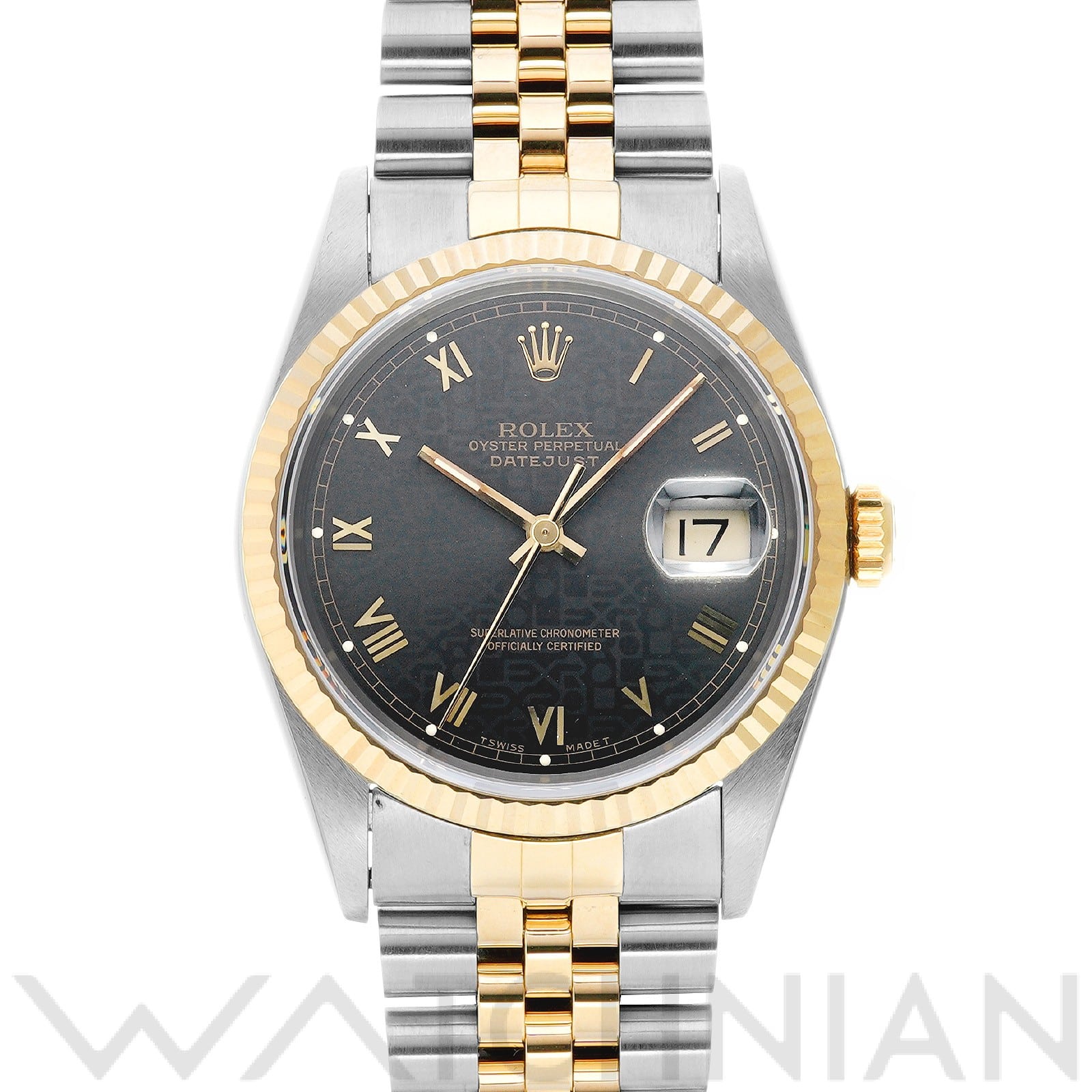 ロレックス デイトジャスト 16233 ブラックコンピュータ メンズ 時計 【中古】【wristwatch】