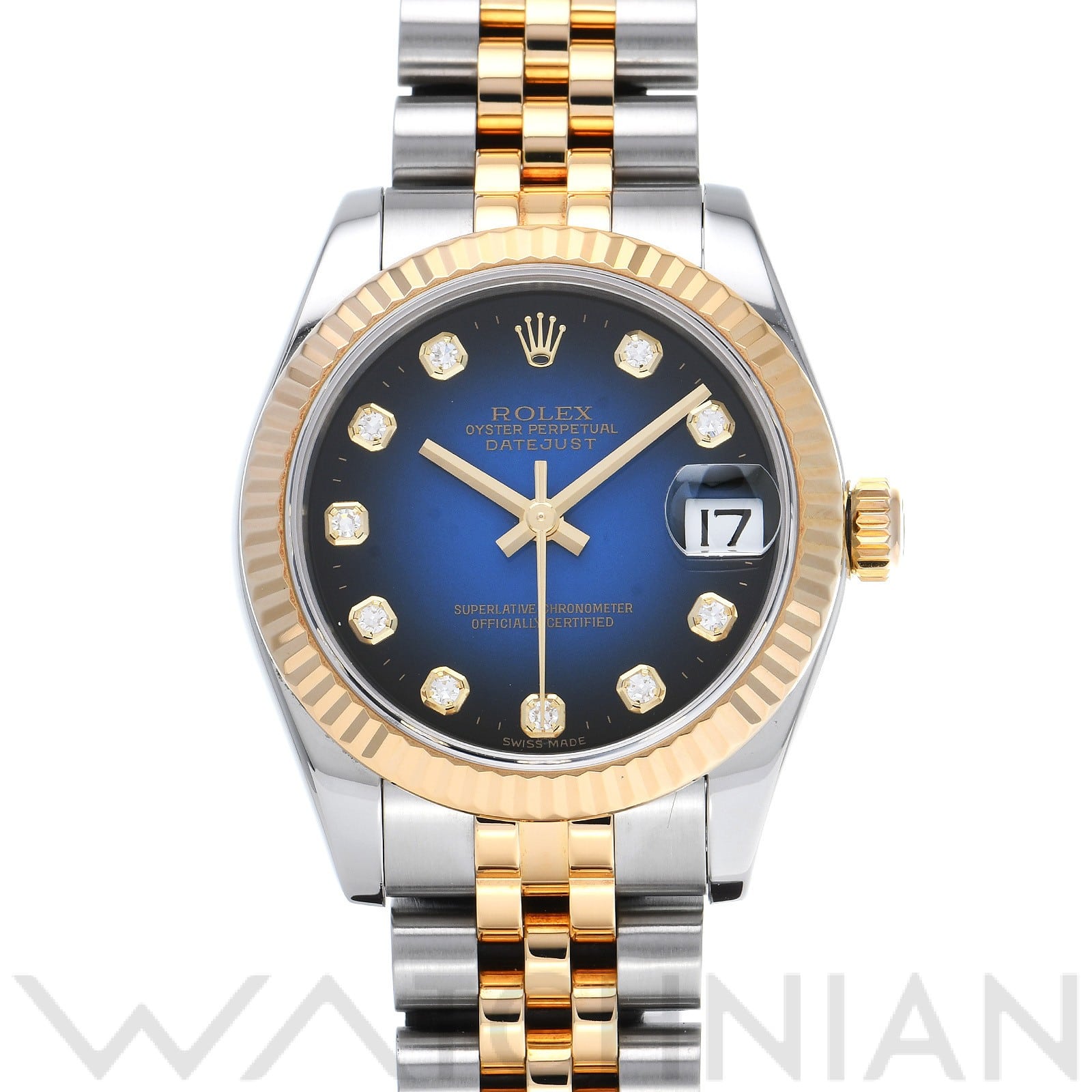 ロレックス デイトジャスト 31 178273G ブルー・グラデーション/ダイヤモンド ユニセックス 時計 【中古】【wristwatch】