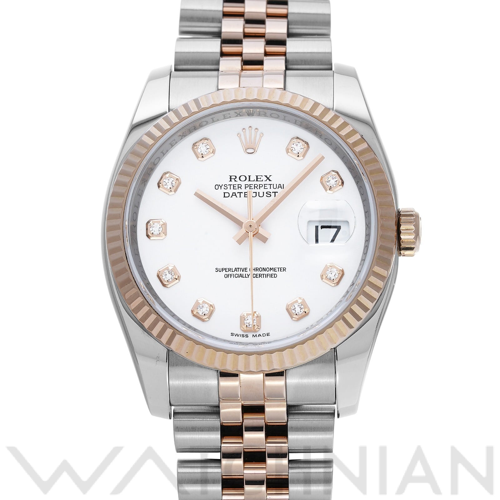 ロレックス デイトジャスト 36 116231G ホワイト/ダイヤモンド メンズ 時計 【中古】【wristwatch】