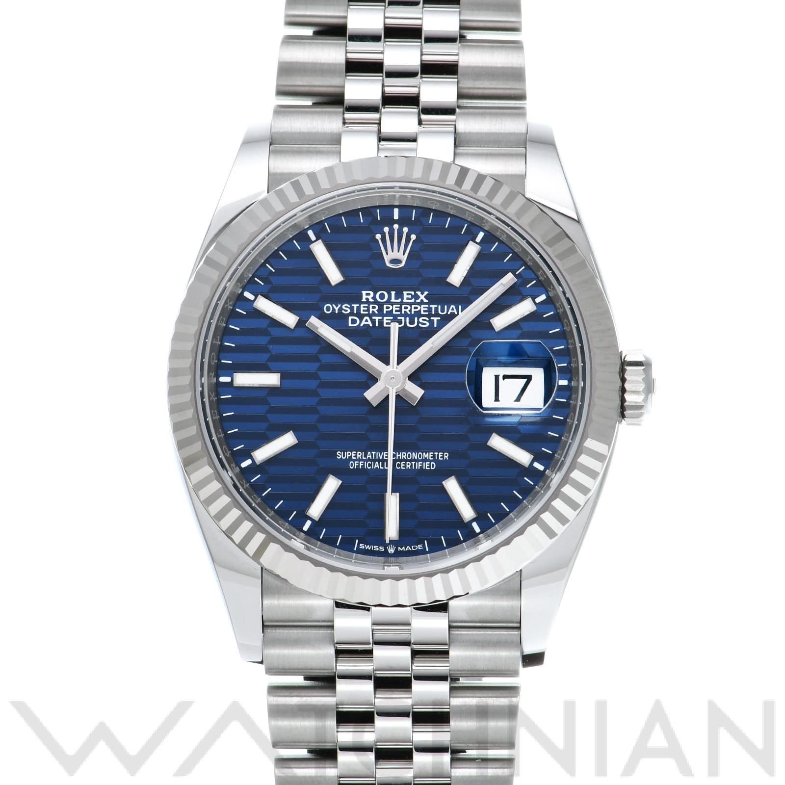 ロレックス デイトジャスト 126234 ブライトブルー フルーテッドモチーフ メンズ 時計 【中古】【wristwatch】