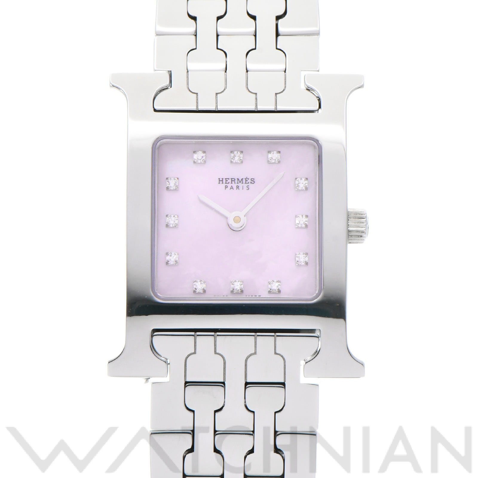 エルメス Hウォッチ HH1.210.285/4804 ピンクシェル/ダイヤモンド レディース 時計 【中古】【wristwatch】