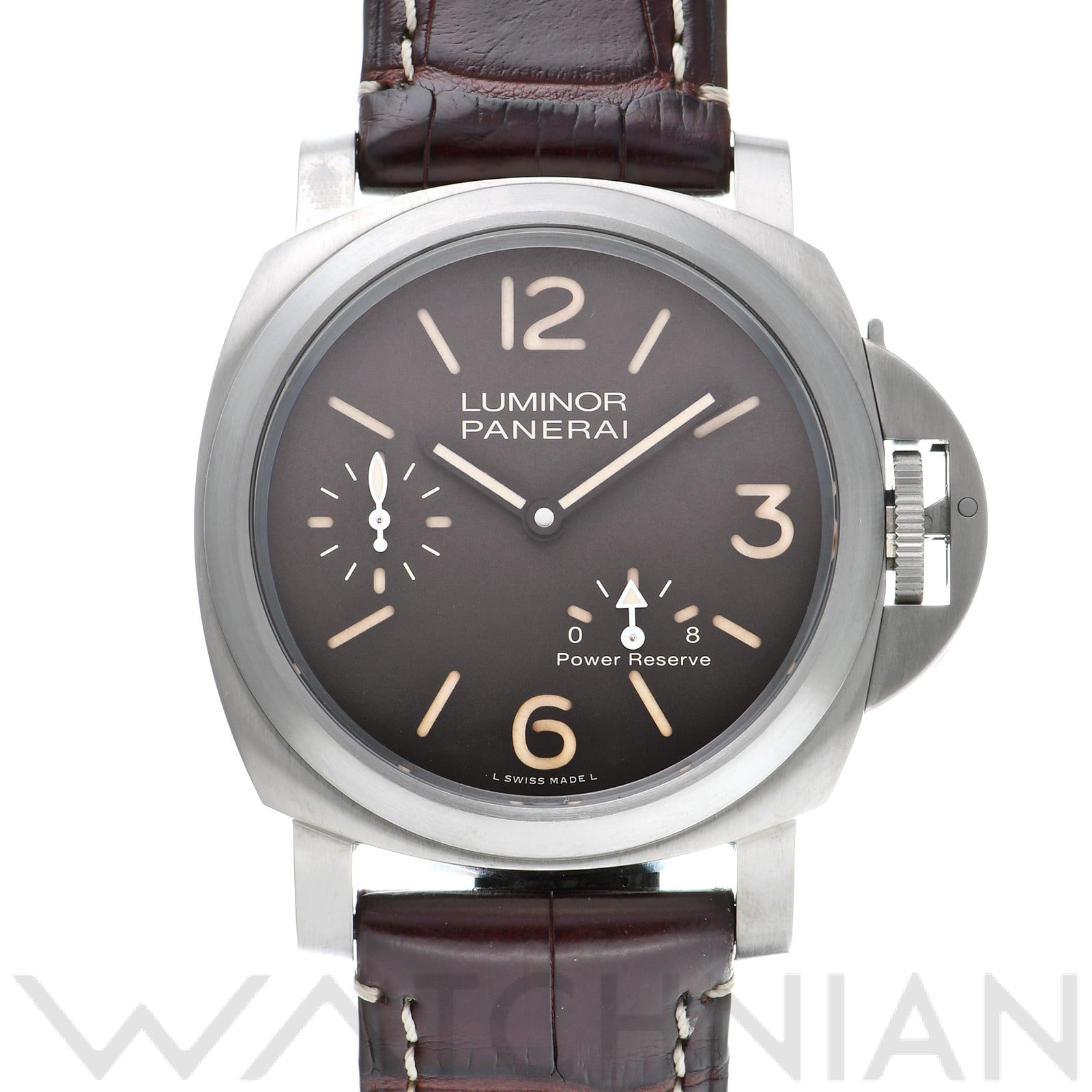 ルミノール 8デイズ パワーリザーブ チタニオ PAM00797 U番(2018年製造) ブラウン パネライ OFFICINE PANERAI メンズ 【中古】