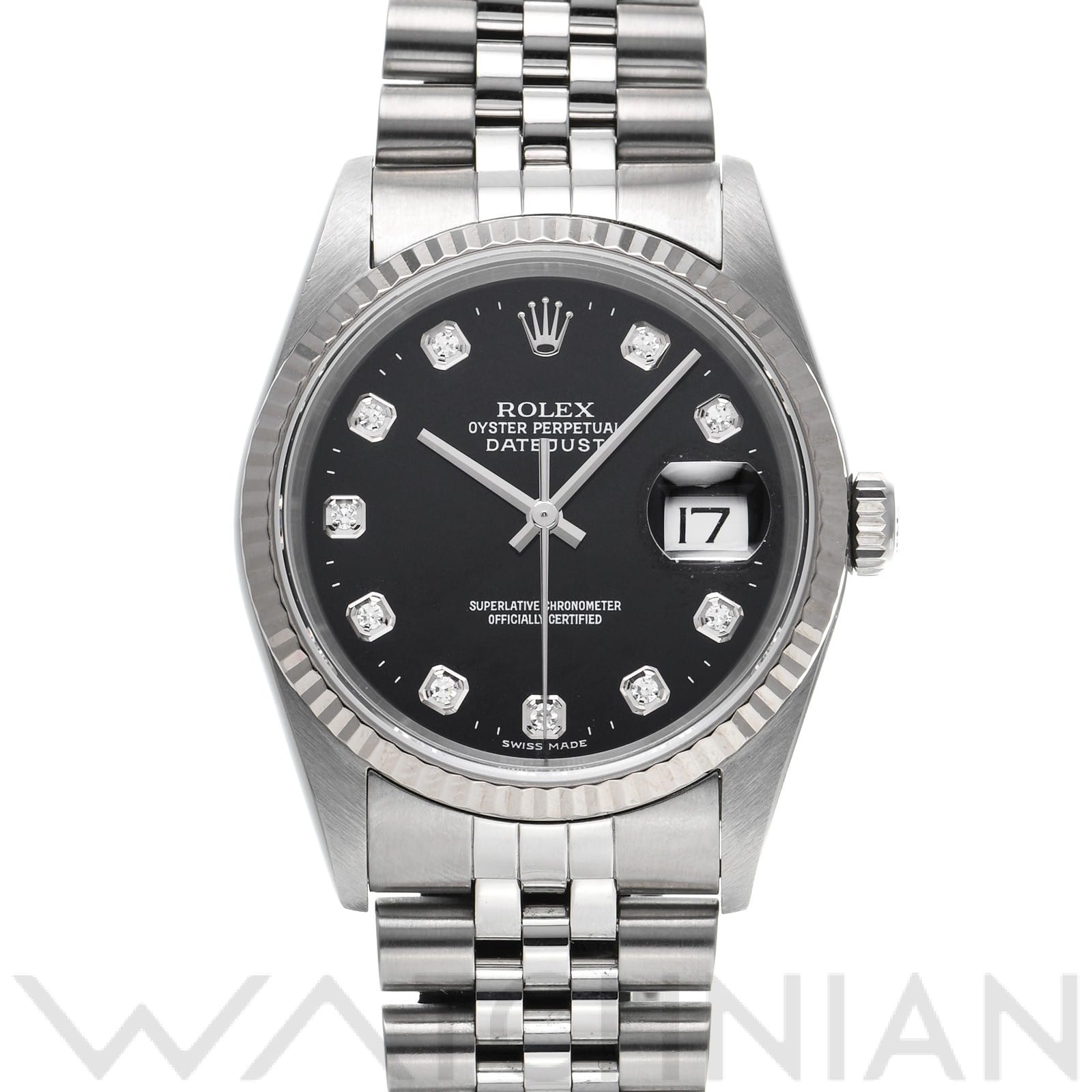 ロレックス デイトジャスト 16234G ブラック/ダイヤモンド メンズ 時計 【中古】【wristwatch】