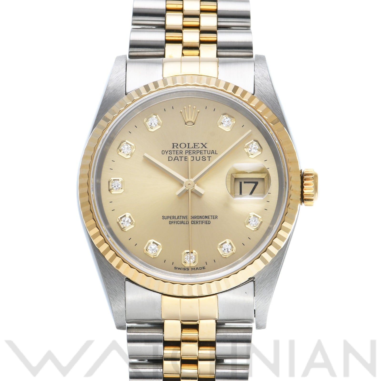 ロレックス デイトジャスト 16233G シャンパン/ダイヤモンド メンズ 時計 【中古】【wristwatch】