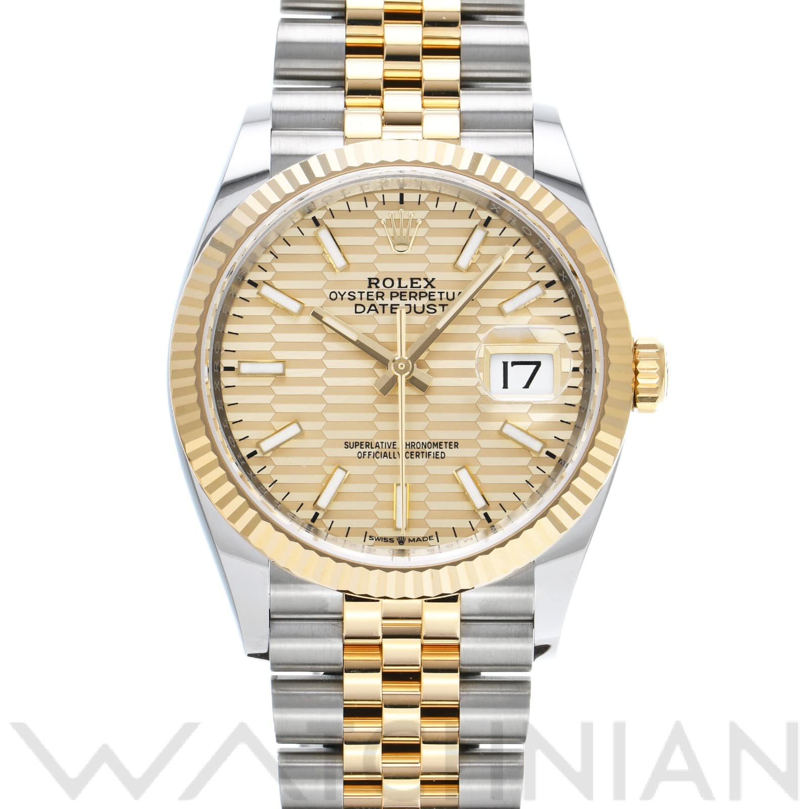 ロレックス デイトジャスト 36 126233 ゴールデン フルーテッドモチーフ メンズ 時計 【中古】【wristwatch】