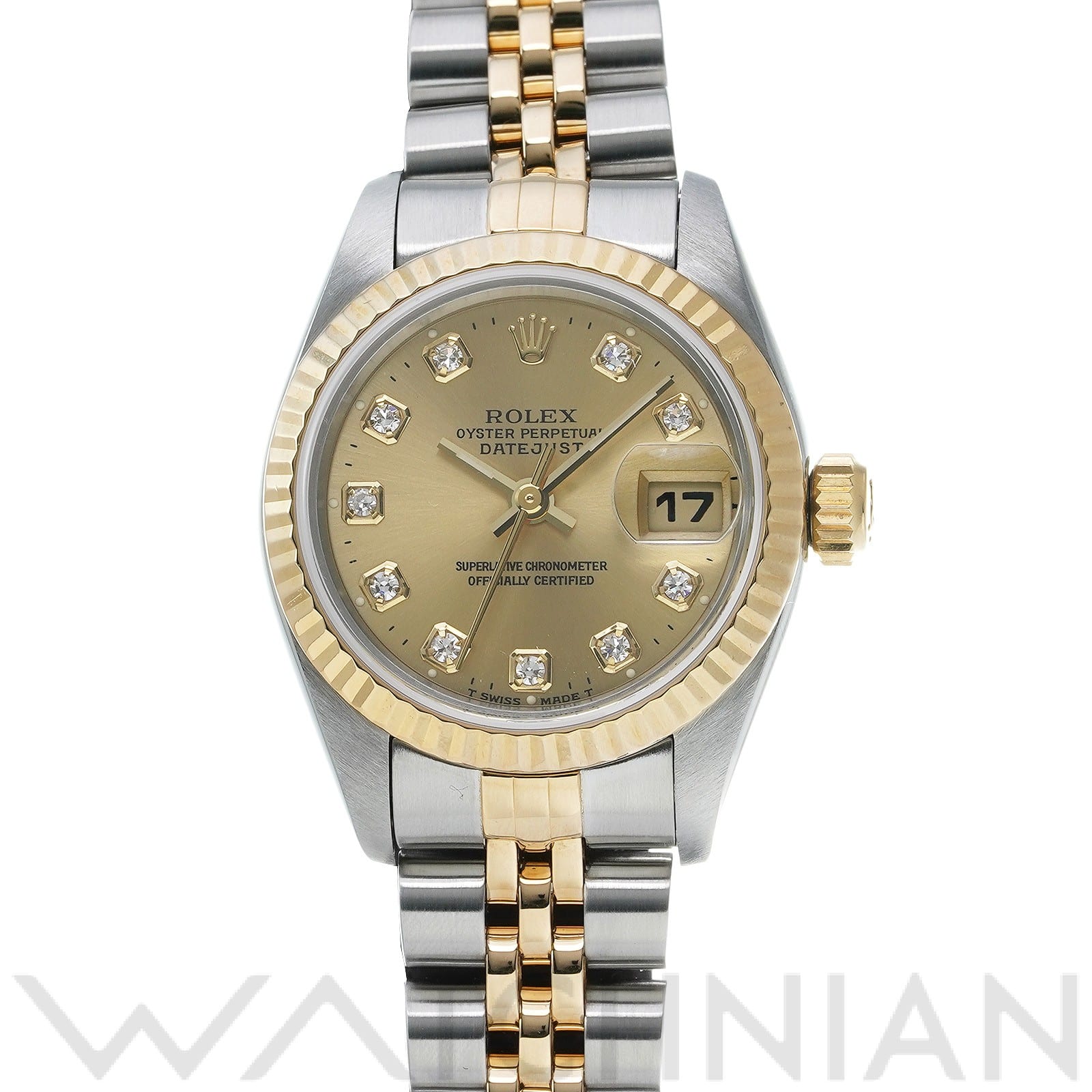デイトジャスト 69173G W番(1995年頃製造) シャンパン/ダイヤモンド ロレックス ROLEX レディース 【中古】