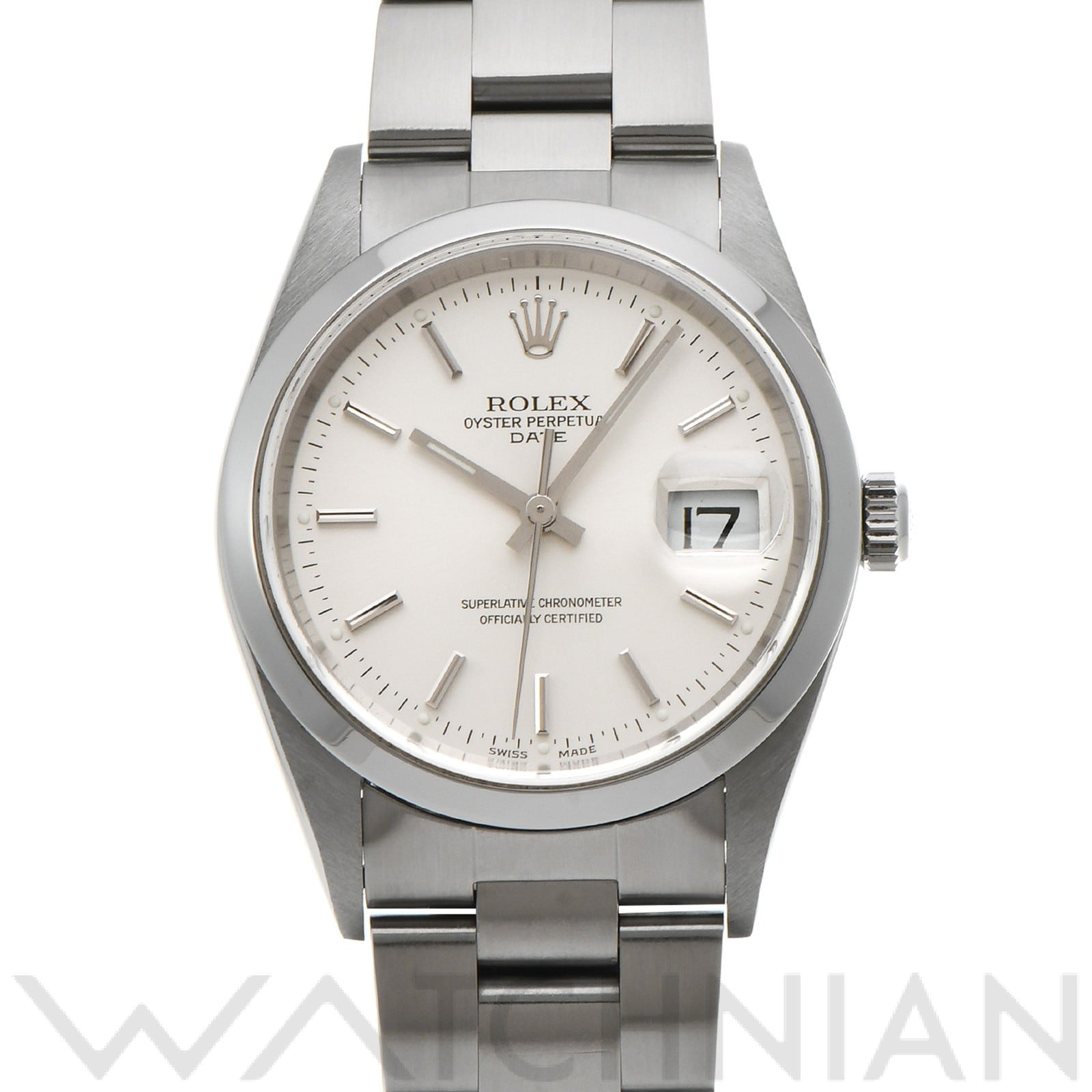 ロレックス オイスターパーペチュアル デイト 34 15200 シルバー メンズ 時計 【中古】【wristwatch】