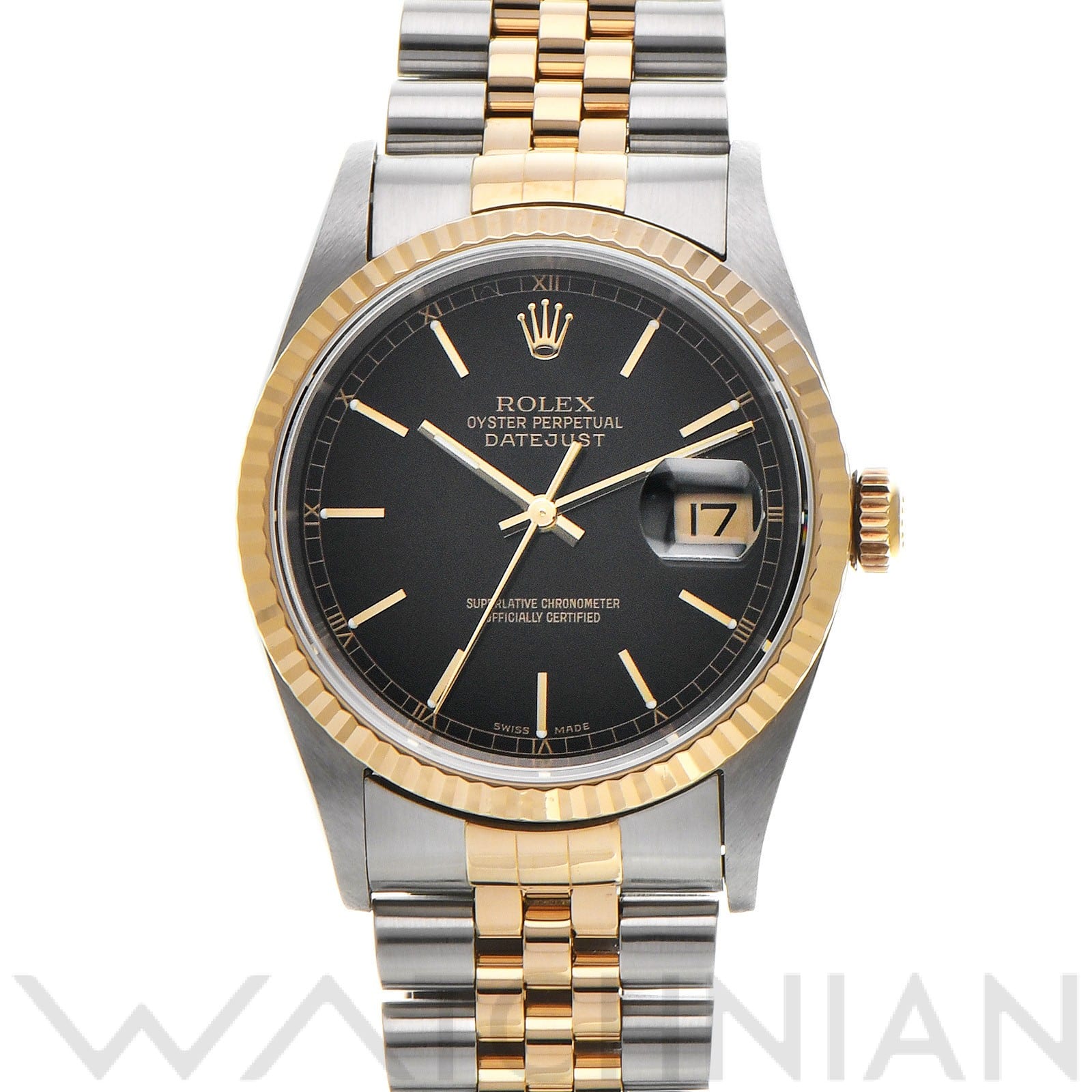 ロレックス デイトジャスト 36 16233 ブラック メンズ 時計 【中古】【wristwatch】