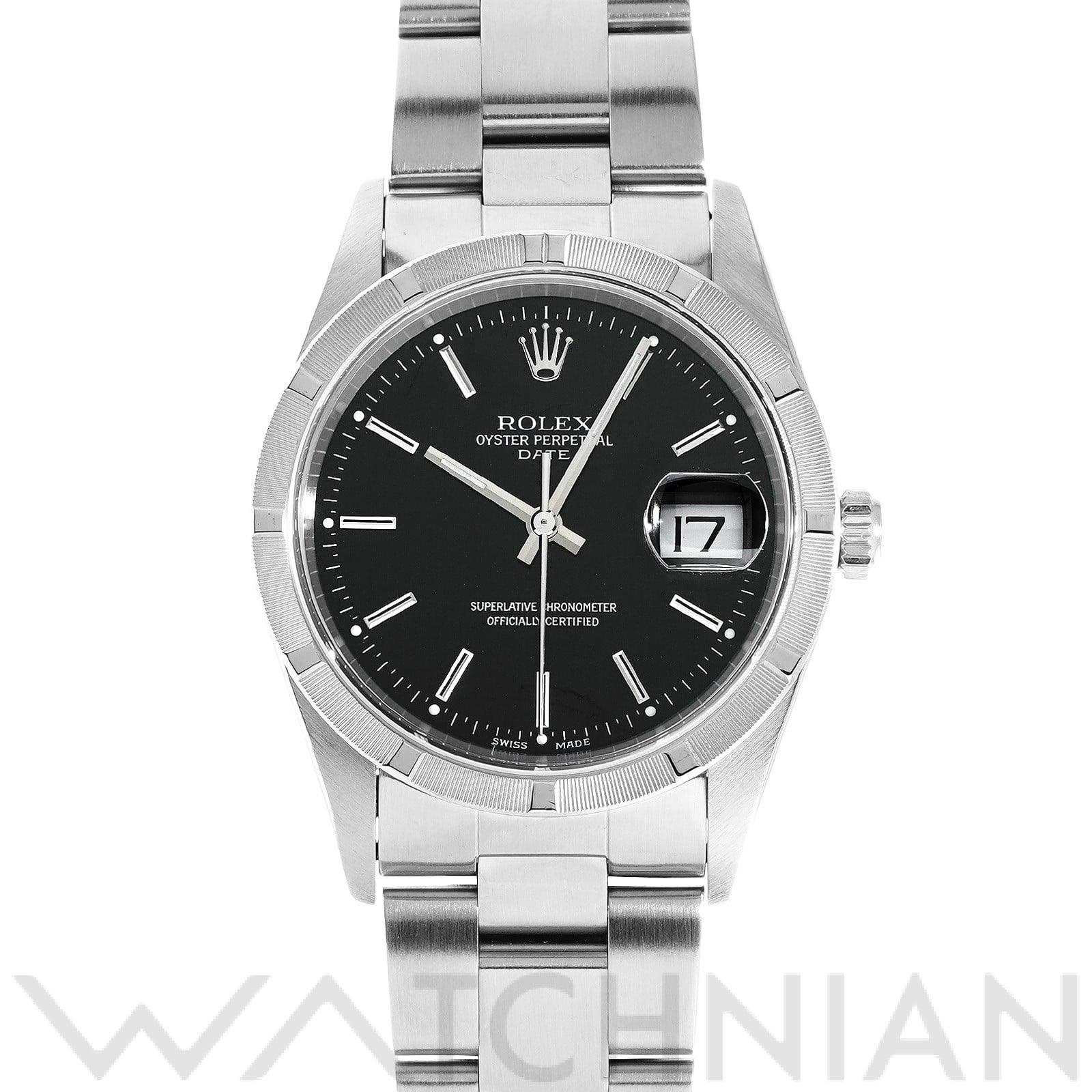 オイスターパーペチュアル デイト 15210 A番(1999年頃製造) ブラック ロレックス ROLEX メンズ 【中古】