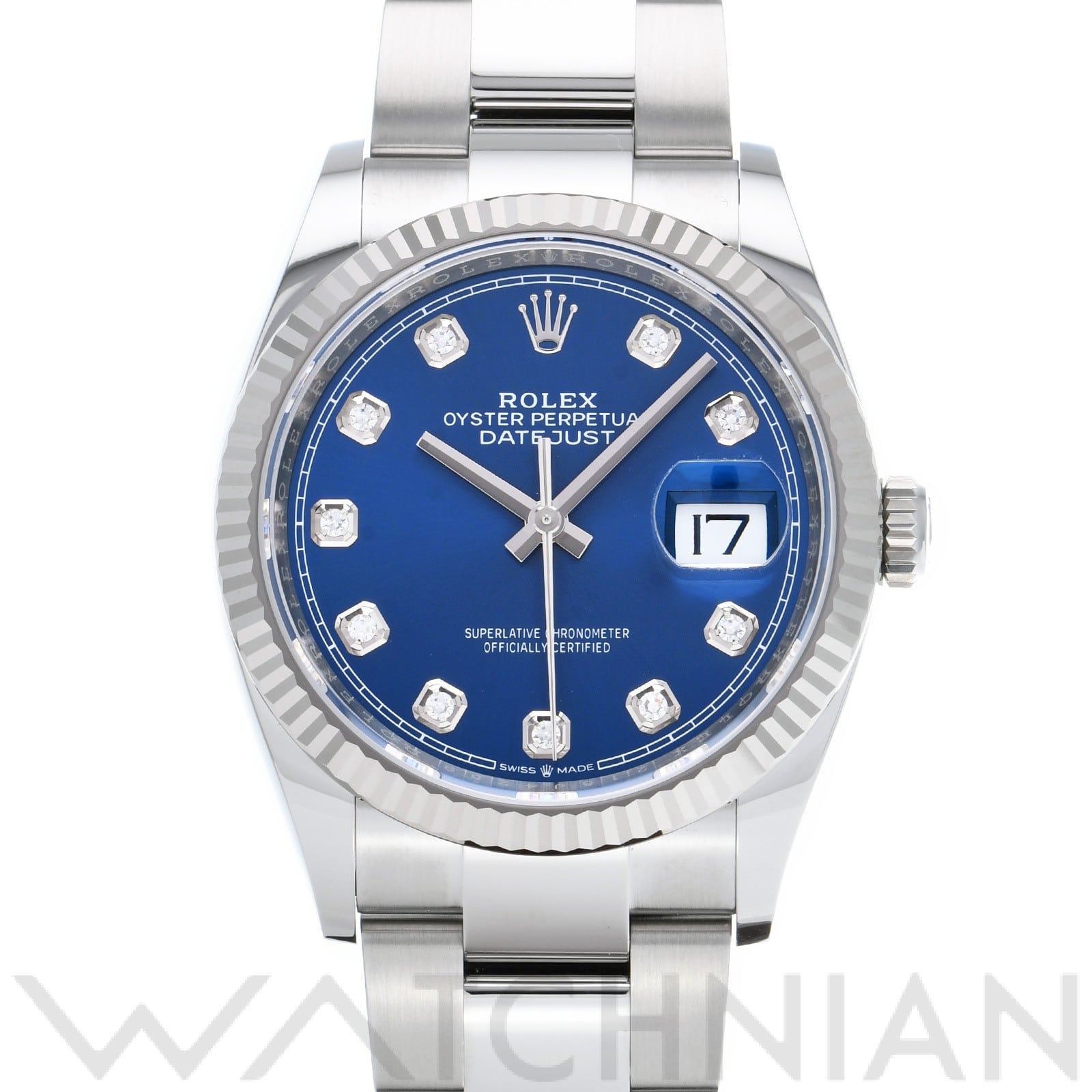 ロレックス デイトジャスト 36 126234G ブライトブルー/ダイヤモンド メンズ 時計 【中古】【wristwatch】
