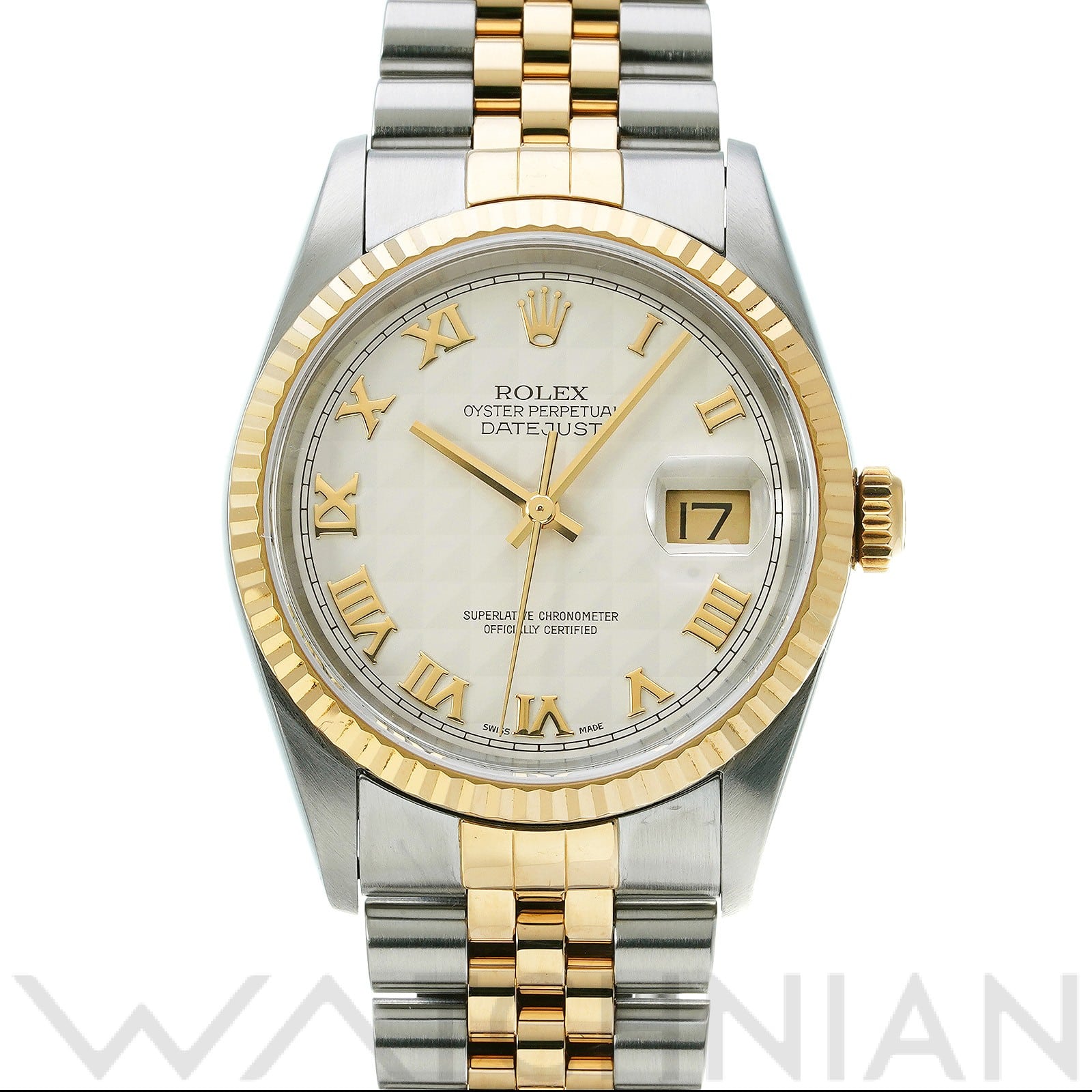 ロレックス デイトジャスト 16233 アイボリーピラミッド メンズ 時計 【中古】【wristwatch】