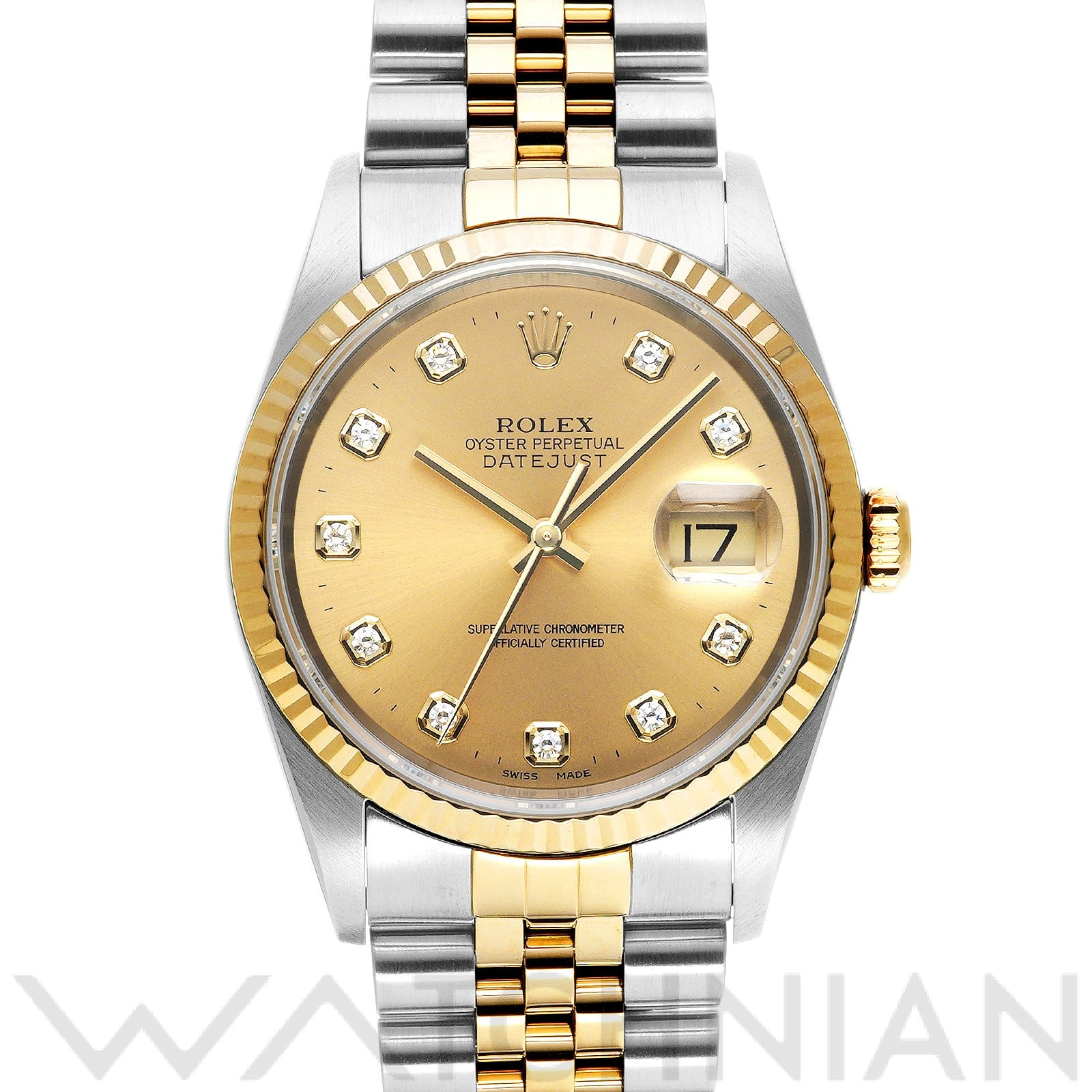 ロレックス デイトジャスト 36 16233G シャンパン/ダイヤモンド メンズ 時計 【中古】【wristwatch】