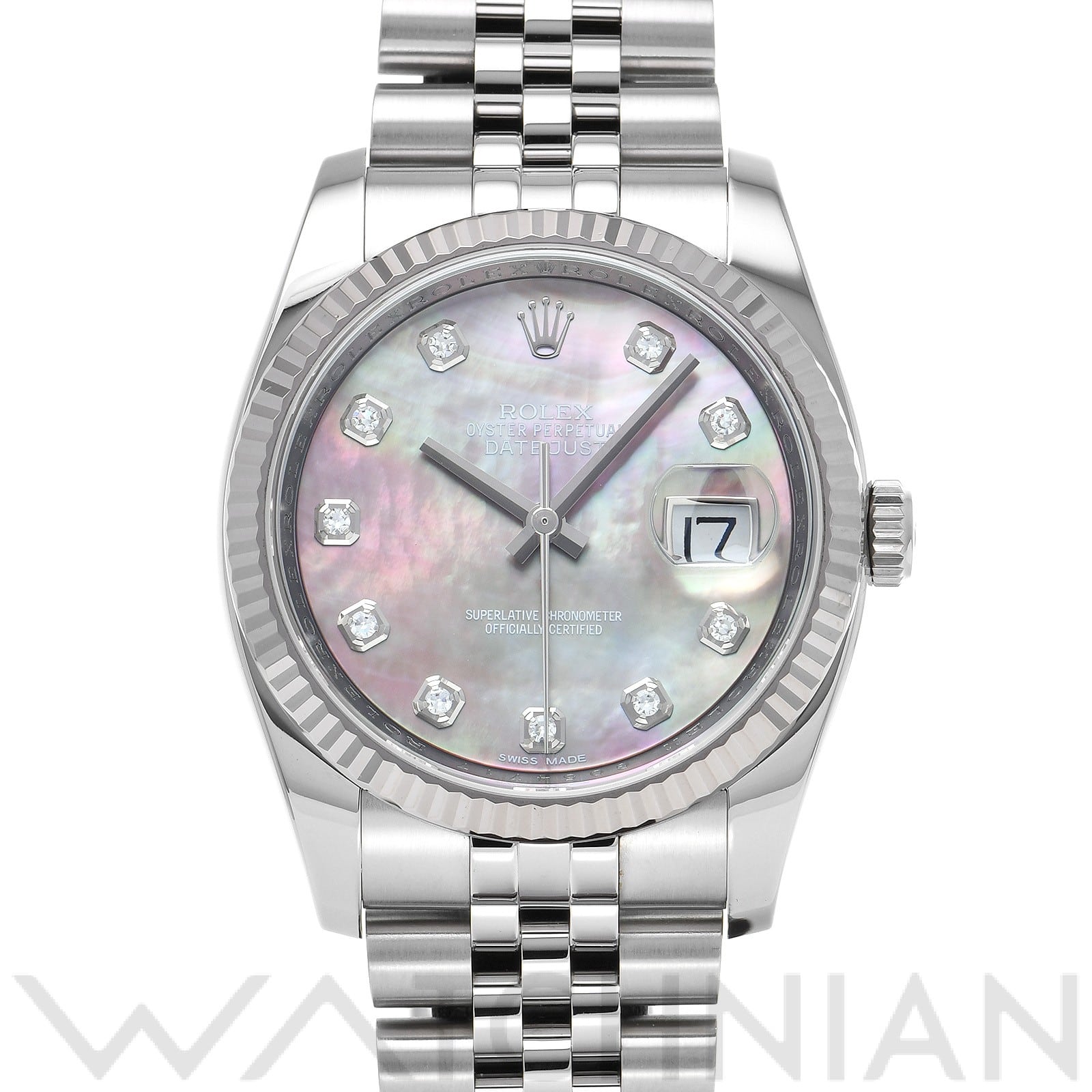 ロレックス デイトジャスト 36 116234NG ブラックシェル/ダイヤモンド メンズ 時計 【中古】【wristwatch】