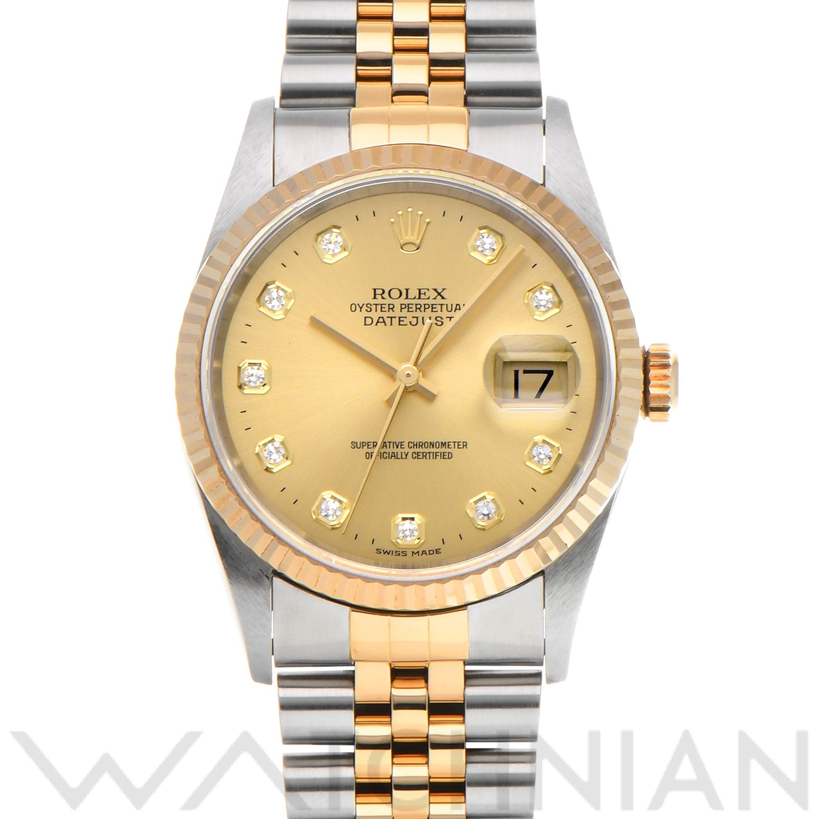 ロレックス デイトジャスト 36 16233G シャンパン/ダイヤモンド メンズ 時計 【中古】【wristwatch】