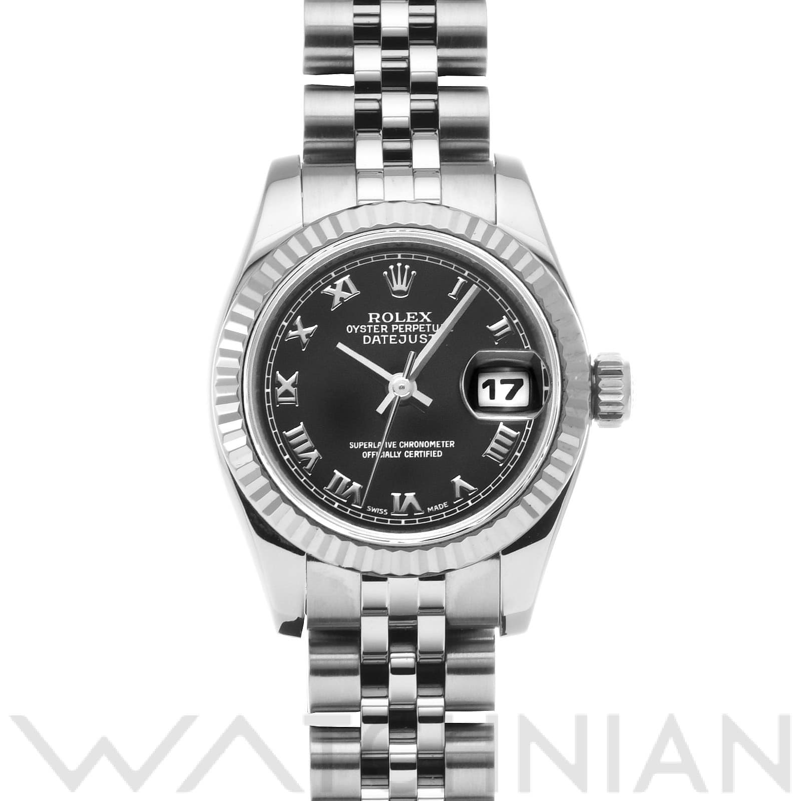 ロレックス レディ デイトジャスト 26 179174 ブラック レディース 時計 【中古】【wristwatch】