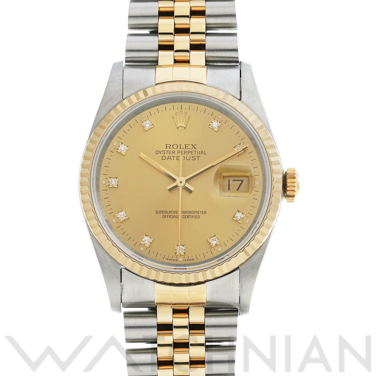 ロレックス デイトジャスト 16233G シャンパン/ダイヤモンド メンズ 時計 【中古】【wristwatch】