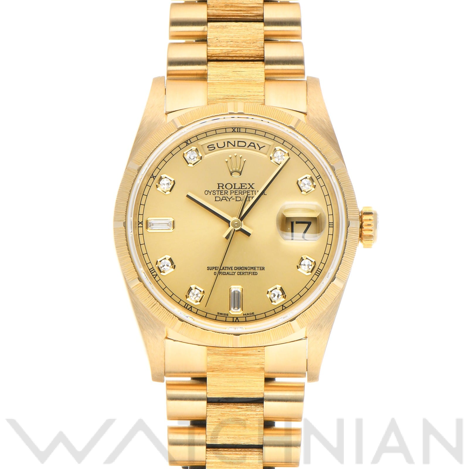ロレックス デイデイト バーク 18248A シャンパン/ダイヤモンド メンズ 時計 【中古】【wristwatch】
