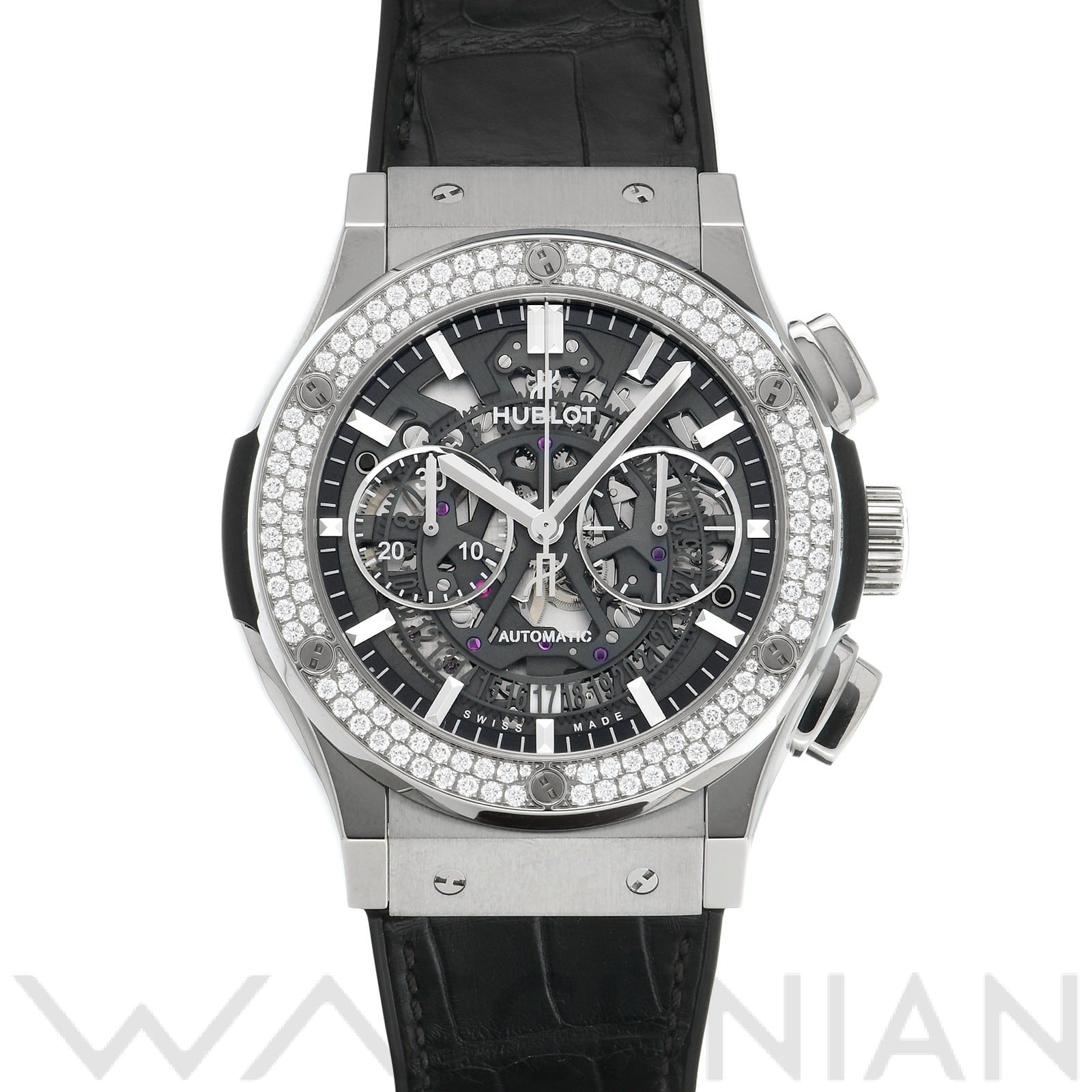 クラシックフュージョン アエロフュージョン チタニウム ダイヤモンド 525.NX.0170.LR.1104 グレー/スケルトン ウブロ HUBLOT メンズ 【中古】