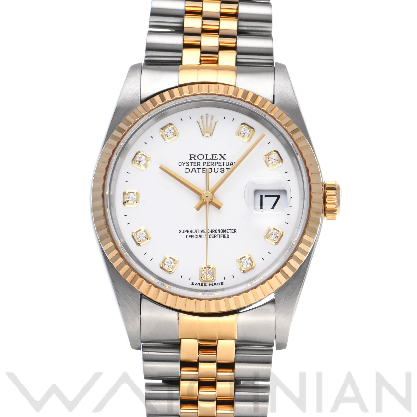 ロレックス デイトジャスト 16233G ホワイト/ダイヤモンド メンズ 時計 【中古】【wristwatch】