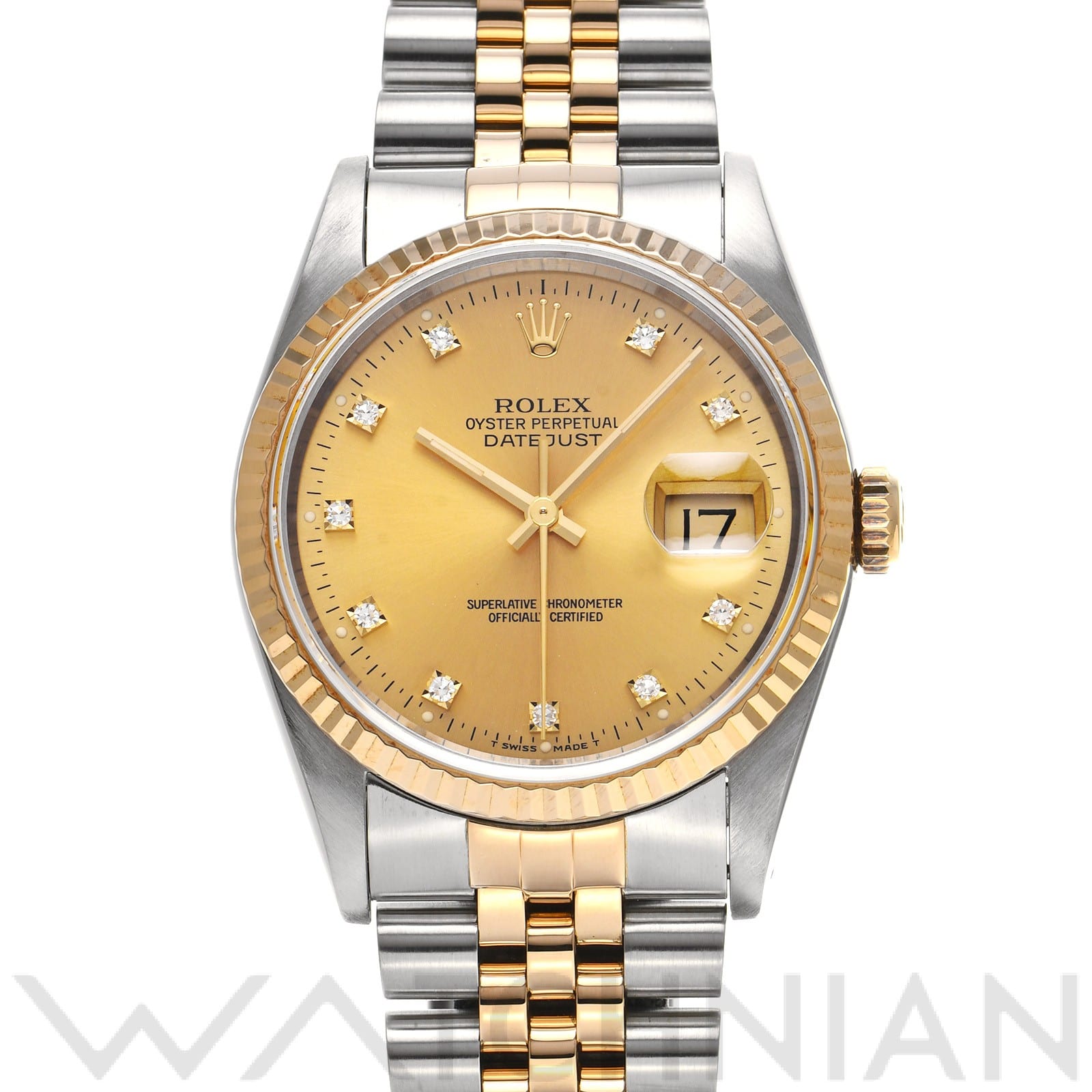 ロレックス デイトジャスト 16233G シャンパン/ダイヤモンド メンズ 時計 【中古】【wristwatch】