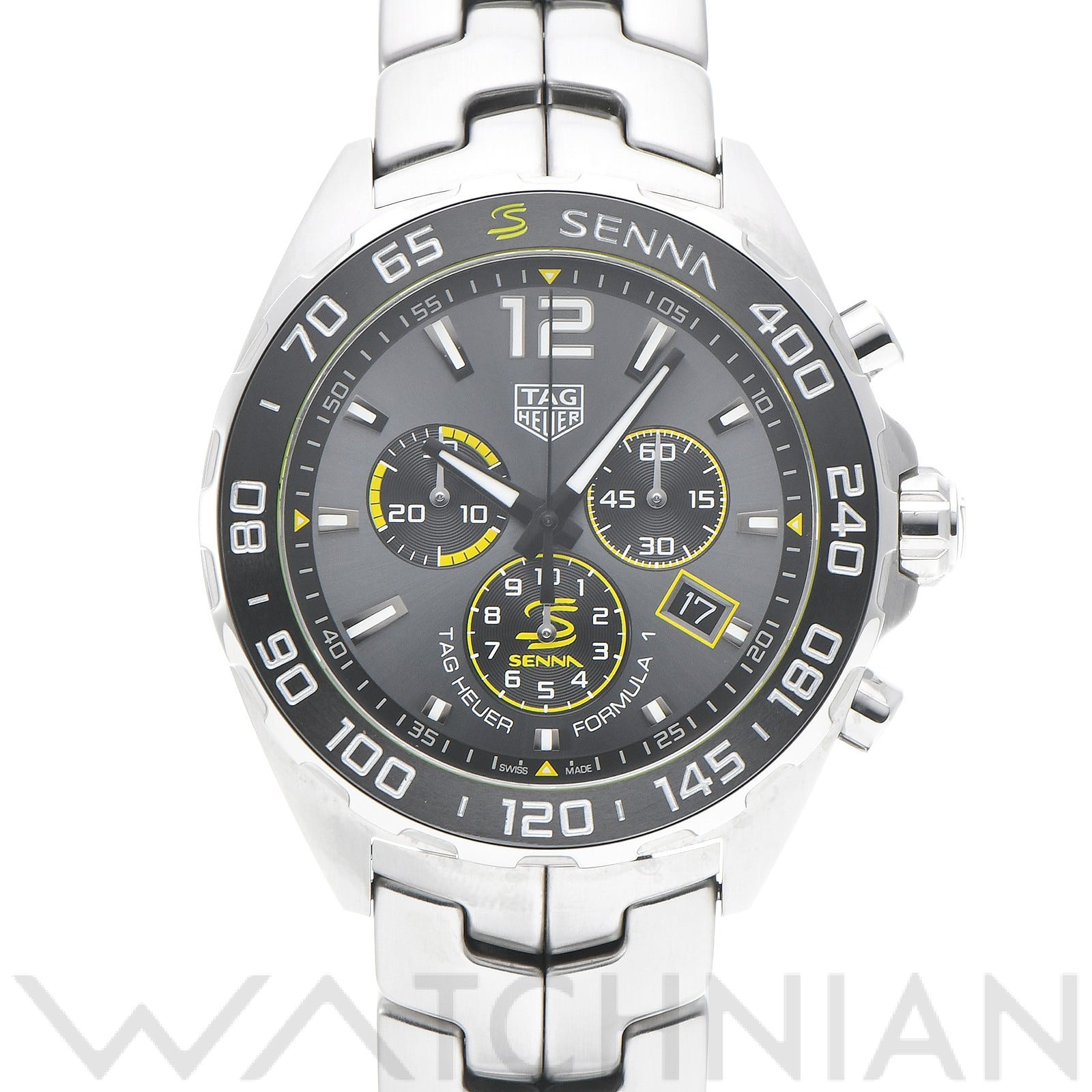 タグ ホイヤー / TAG HEUER フォーミュラ1 クォーツ クロノグラフ アイルトン・セナ CAZ101AF.BA0637 グレー/ブラック メンズ 時計 【中古】【wristwatch】
