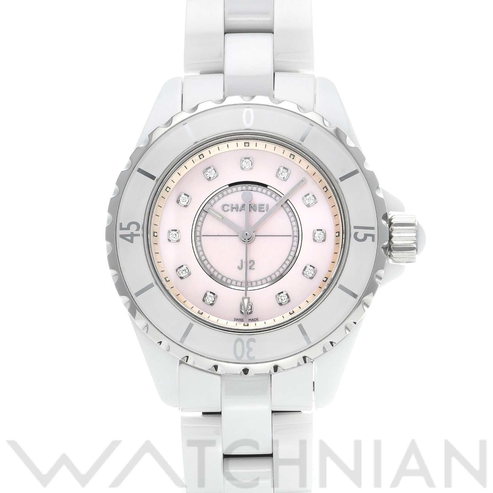 シャネル / CHANEL J12 H5513 ピンクシェル/ダイヤモンド レディース 時計 【中古】【wristwatch】