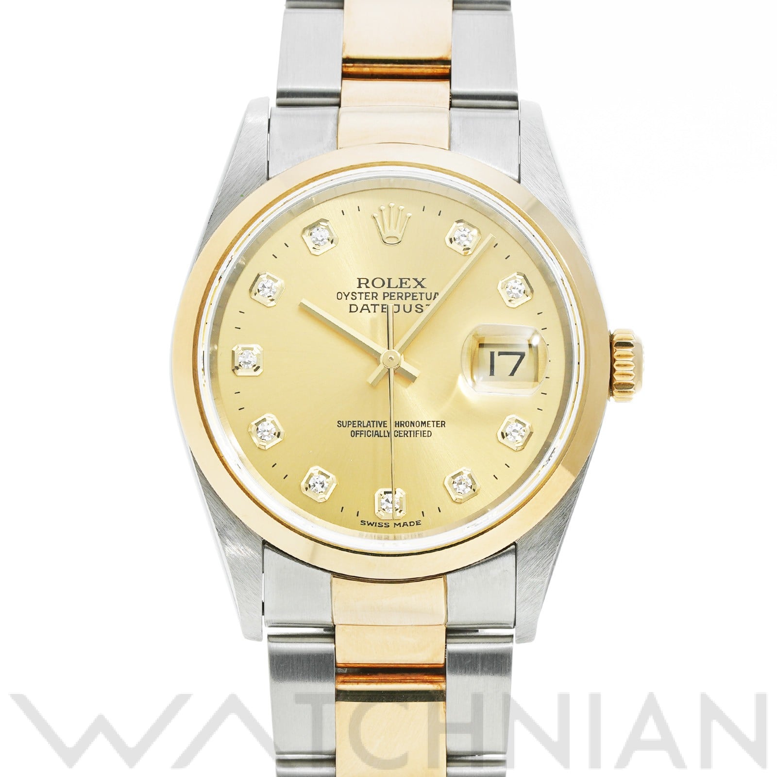 ロレックス デイトジャスト 36 16203G シャンパン/ダイヤモンド メンズ 時計 【中古】【wristwatch】