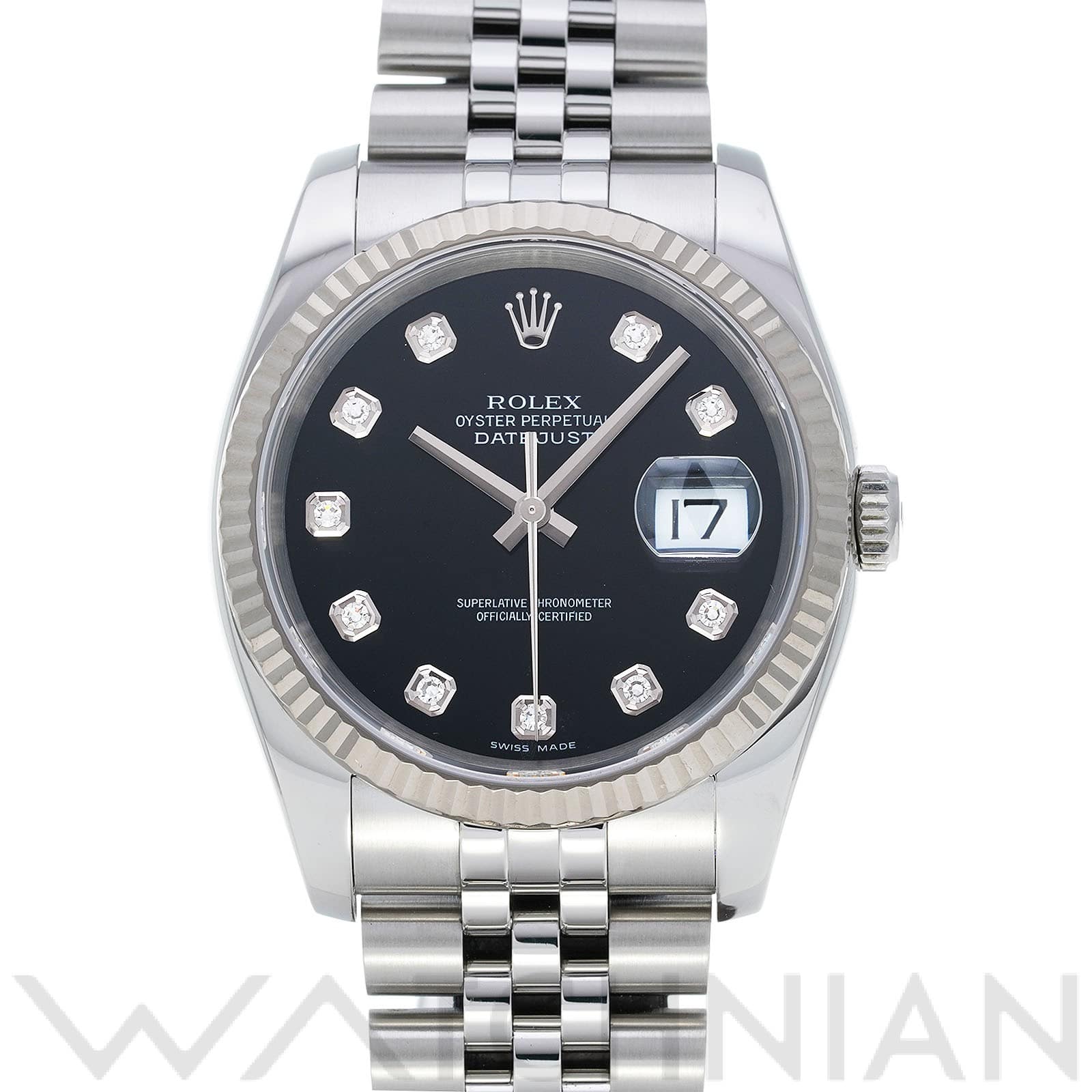 ロレックス デイトジャスト 36 116234G ブラック/ダイヤモンド メンズ 時計 【中古】【wristwatch】