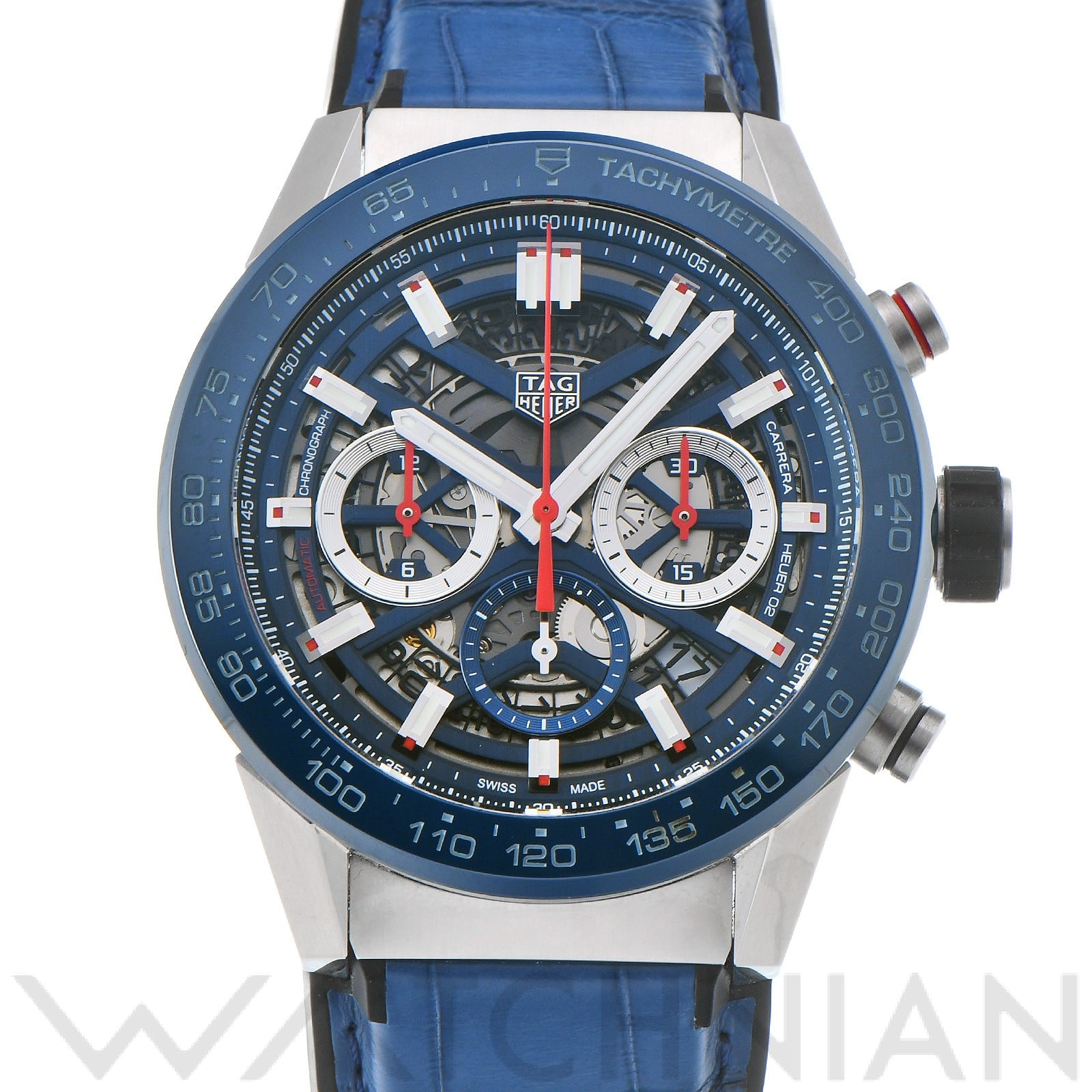 タグ ホイヤー / TAG HEUER カレラ キャリバーホイヤー02 クロノグラフ CBG2A11.FC6460 ブルー/スケルトン メンズ 時計 【中古】【wristwatch】