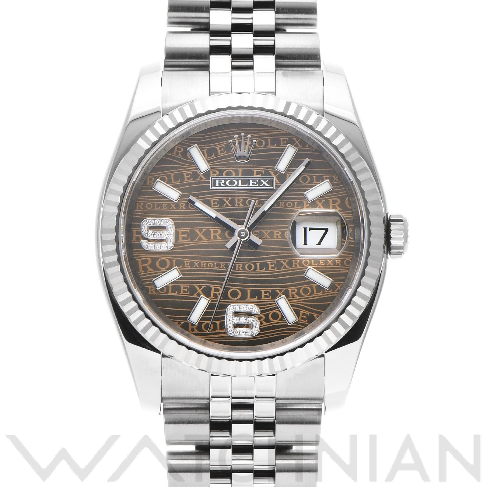 ロレックス デイトジャスト 36 116234 ブラウン/ウェーブ/ダイヤモンド メンズ 時計 【中古】【wristwatch】
