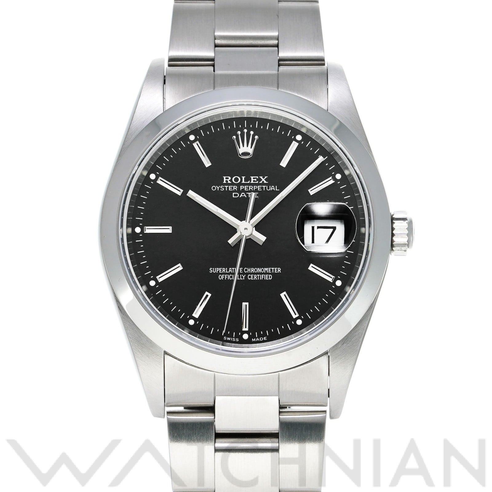 ロレックス オイスターパーペチュアル デイト 34 15200 ブラック メンズ 時計 【中古】【wristwatch】