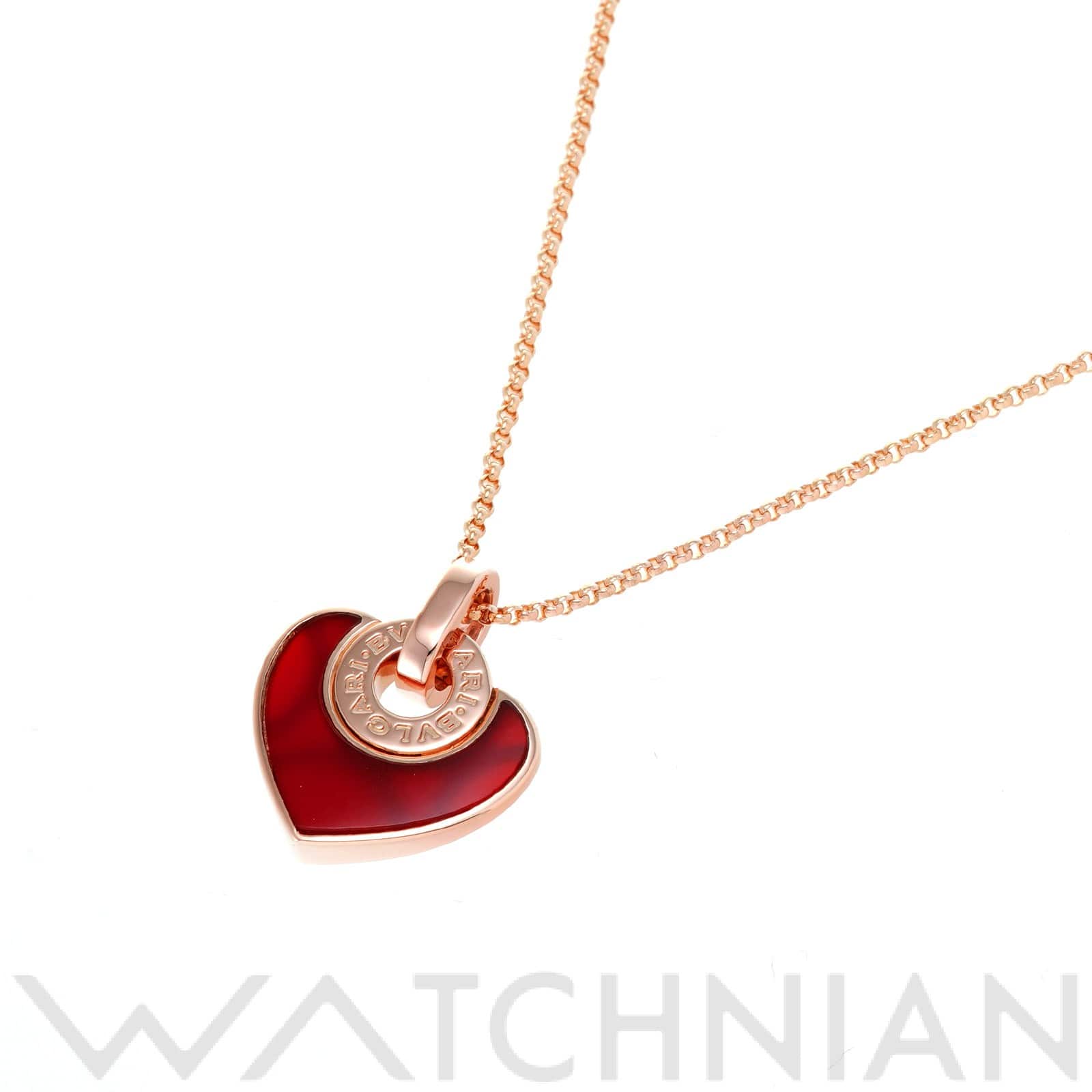 ブルガリ クオーレ ペンダント ネックレス 351842 K18ピンクゴールド PG/カーネリアン レディース ジュエリー 【中古】【jewelry】