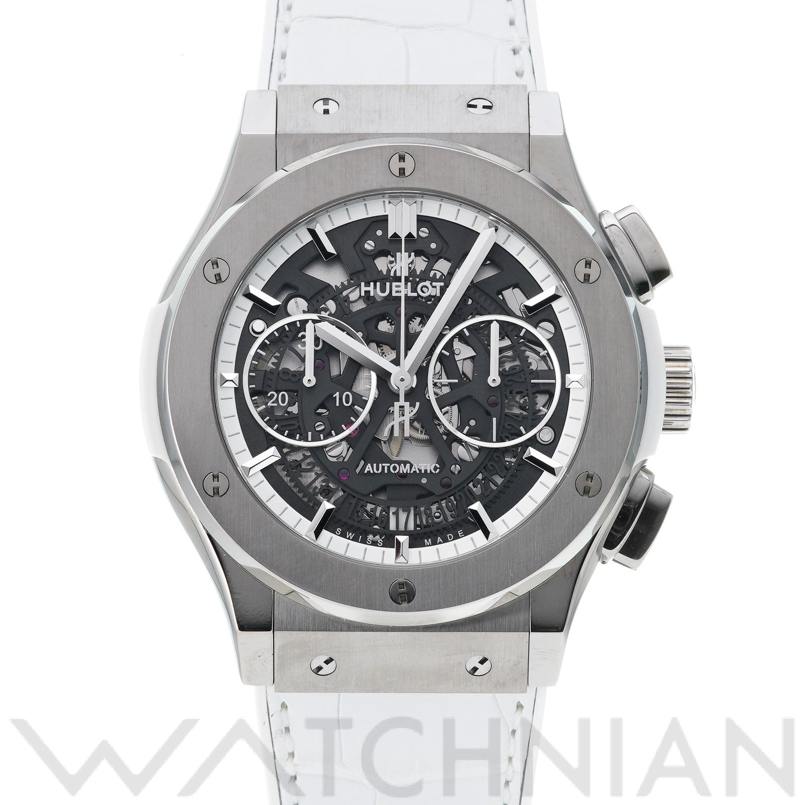 クラシックフュージョン アエロフュージョン クロノグラフ オールホワイト 525.NE.0127.LR グレー/スケルトン ウブロ HUBLOT メンズ 【中古】