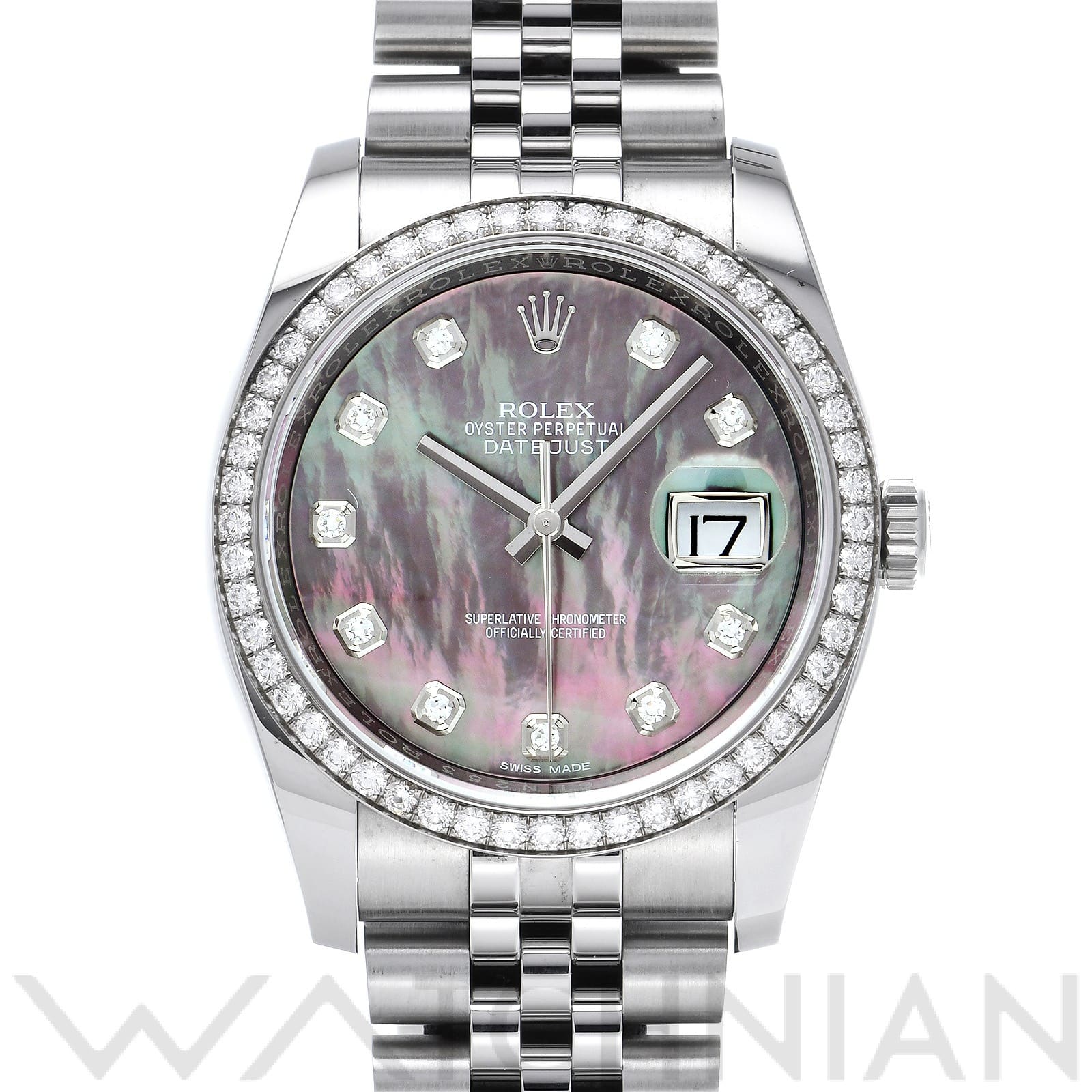 ロレックス デイトジャスト 36 116244NG ブラックシェル/ダイヤモンド メンズ 時計 【中古】【wristwatch】