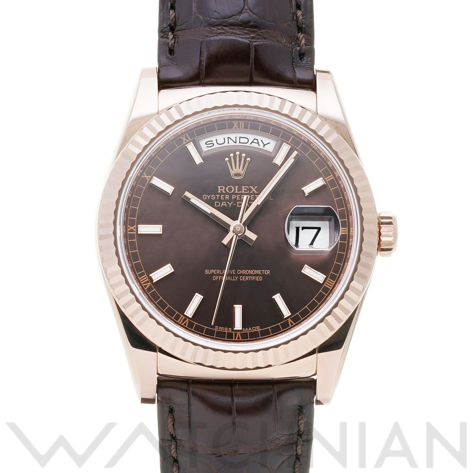 ロレックス デイデイト 36 118135 チョコレートブラウン メンズ 時計 【中古】【wristwatch】