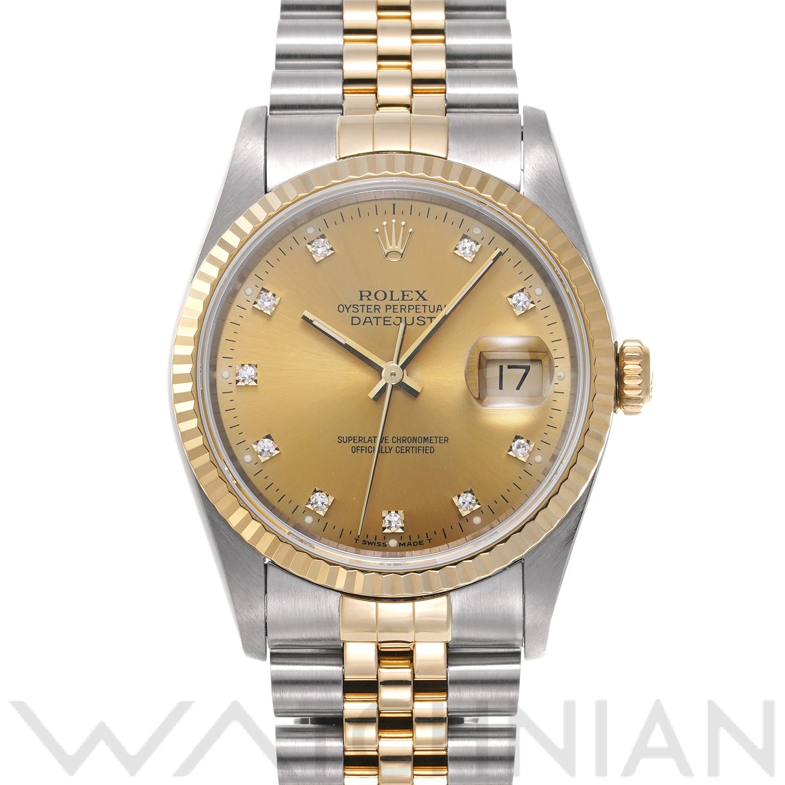 ロレックス デイトジャスト 16233G シャンパン/ダイヤモンド メンズ 時計 【中古】【wristwatch】