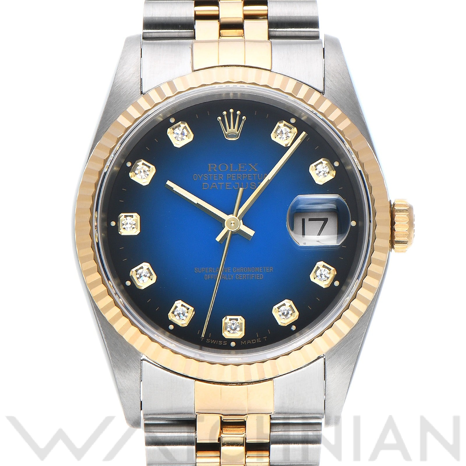 ロレックス デイトジャスト 16233G ブルー・グラデーション/ダイヤモンド メンズ 時計 【中古】【wristwatch】