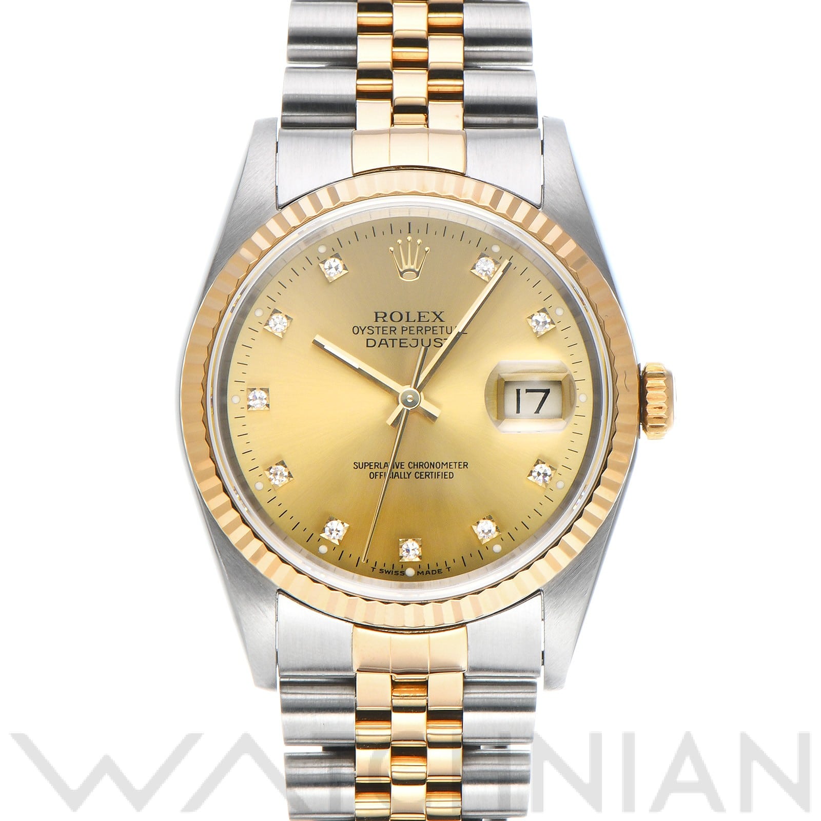 ロレックス デイトジャスト 36 16233G シャンパン/ダイヤモンド メンズ 時計 【中古】【wristwatch】
