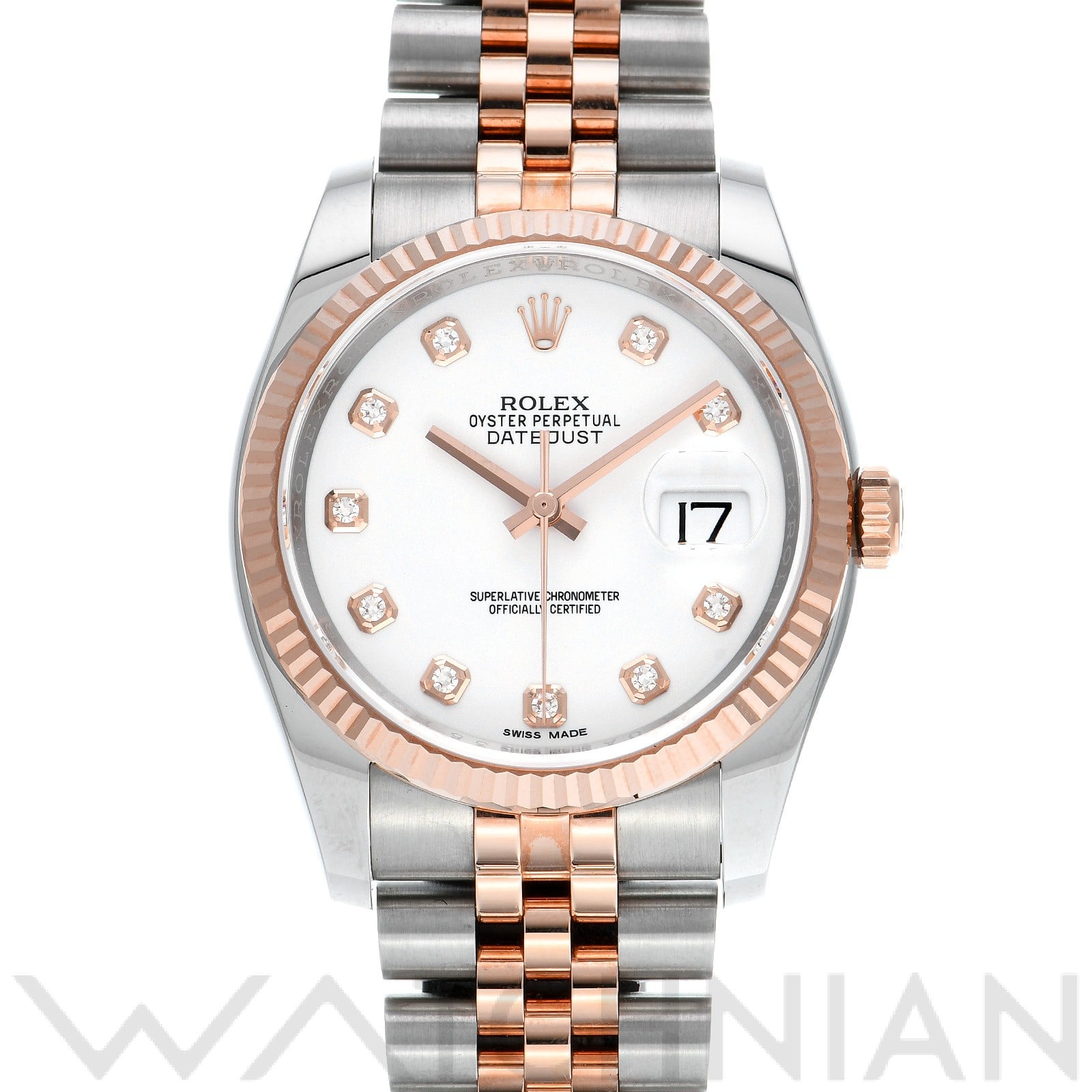 ロレックス デイトジャスト 36 116231G ホワイト/ダイヤモンド メンズ 時計 【中古】【wristwatch】