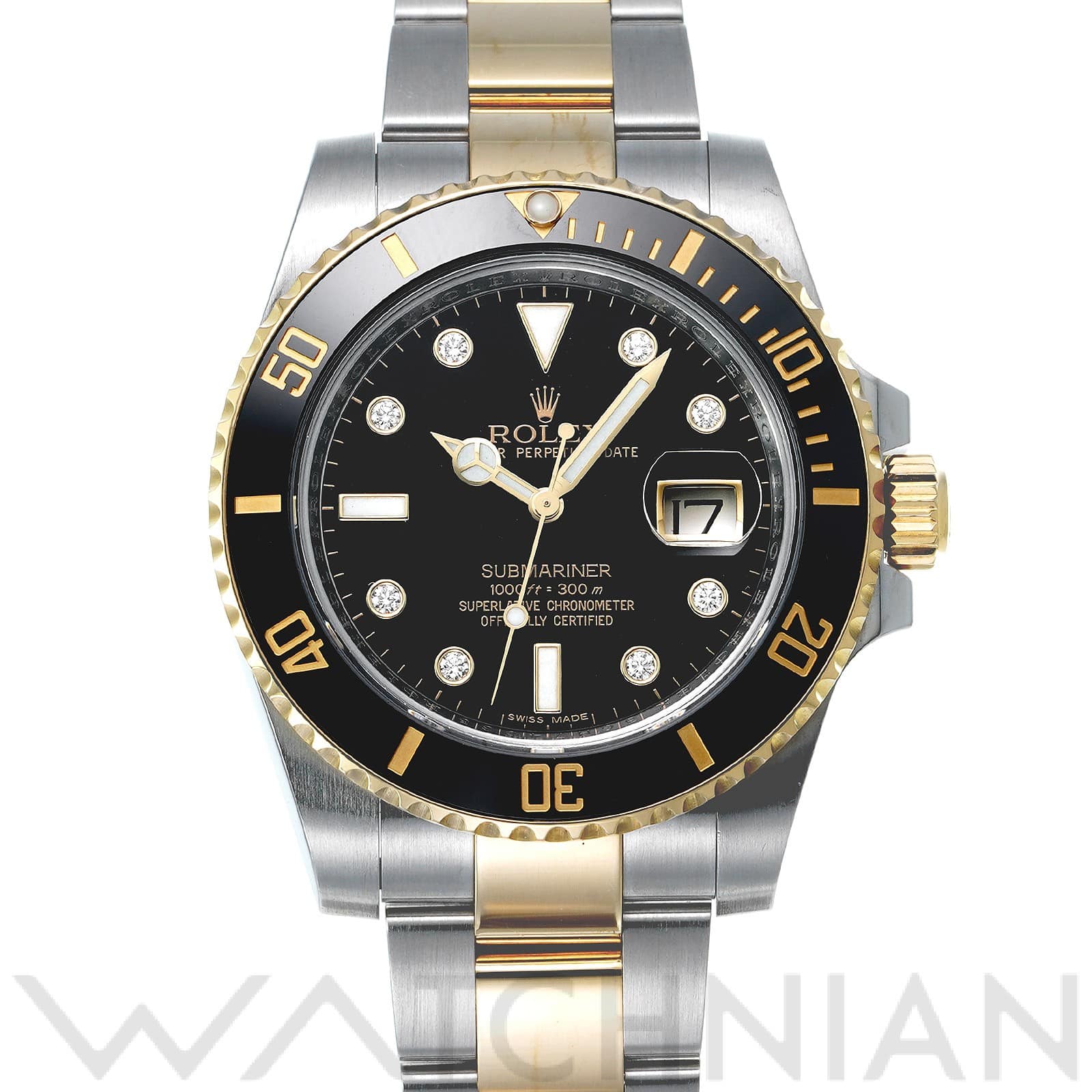 サブマリーナ デイト 116613GLN ランダムシリアル ブラック/ダイヤモンド ロレックス ROLEX メンズ 【中古】