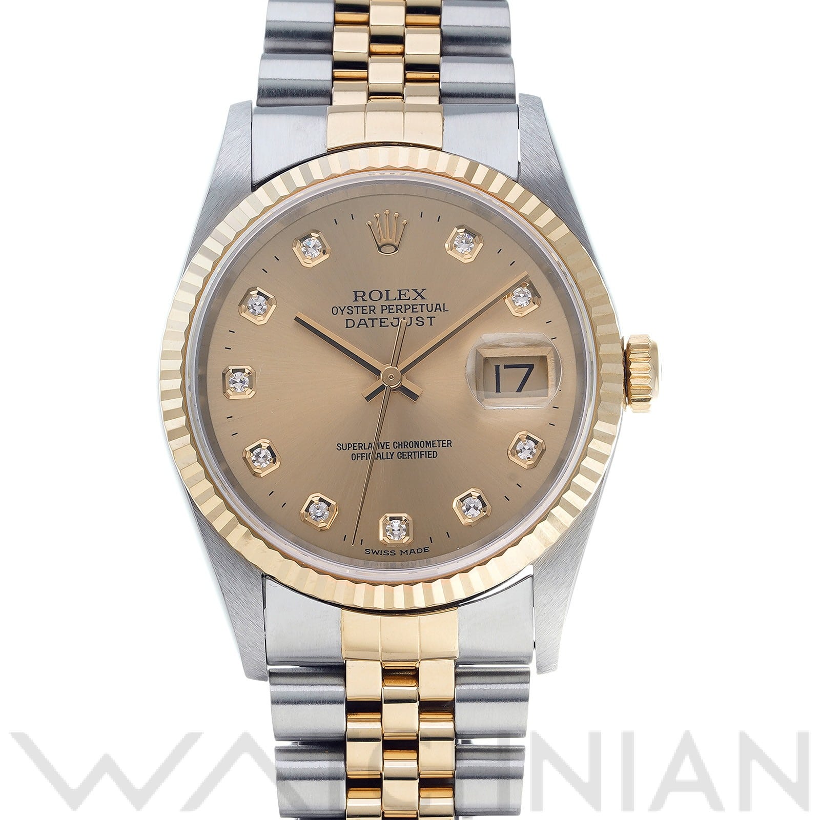 ロレックス デイトジャスト 16233G シャンパン/ダイヤモンド メンズ 時計 【中古】【wristwatch】
